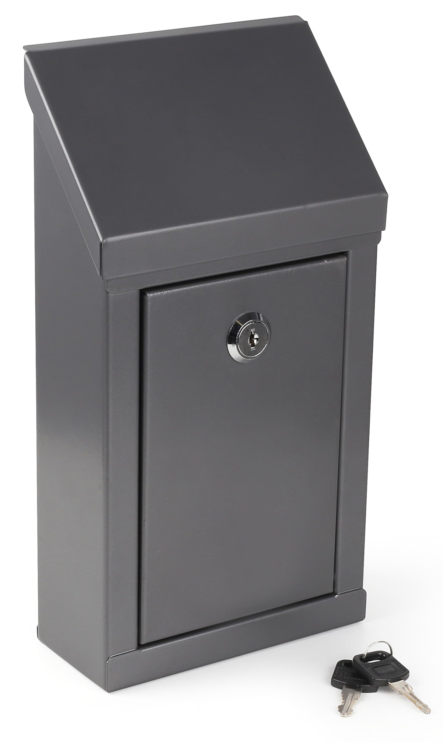 Secure Metal Donation Box with Lock & Keys - 10x6x2.5