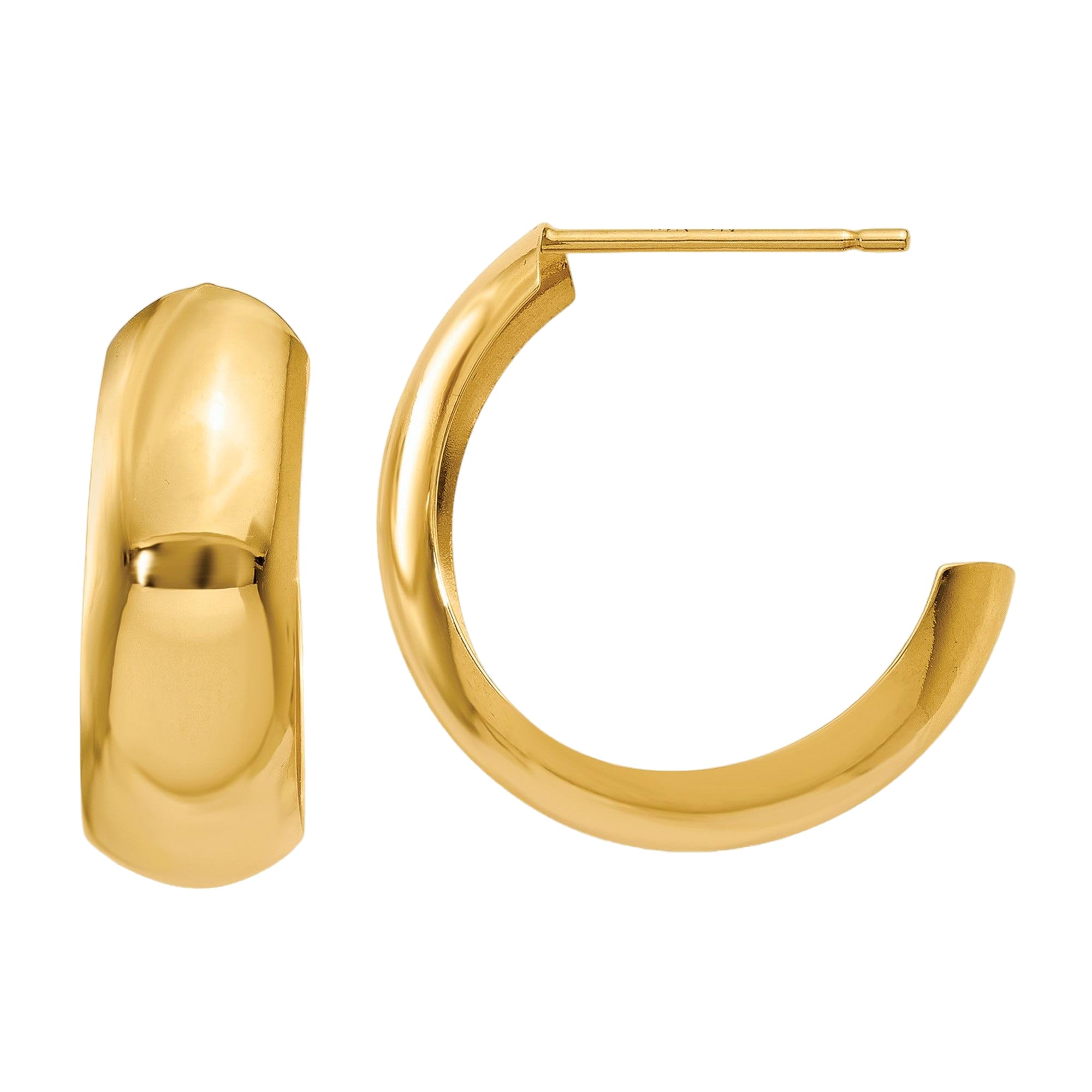 14K Solid Yellow Gold 6.5mm J Small Hoop Earrings for Women - Classic Dainty Everyday Jewelry - Perfect for Work, Date Night & Gifts