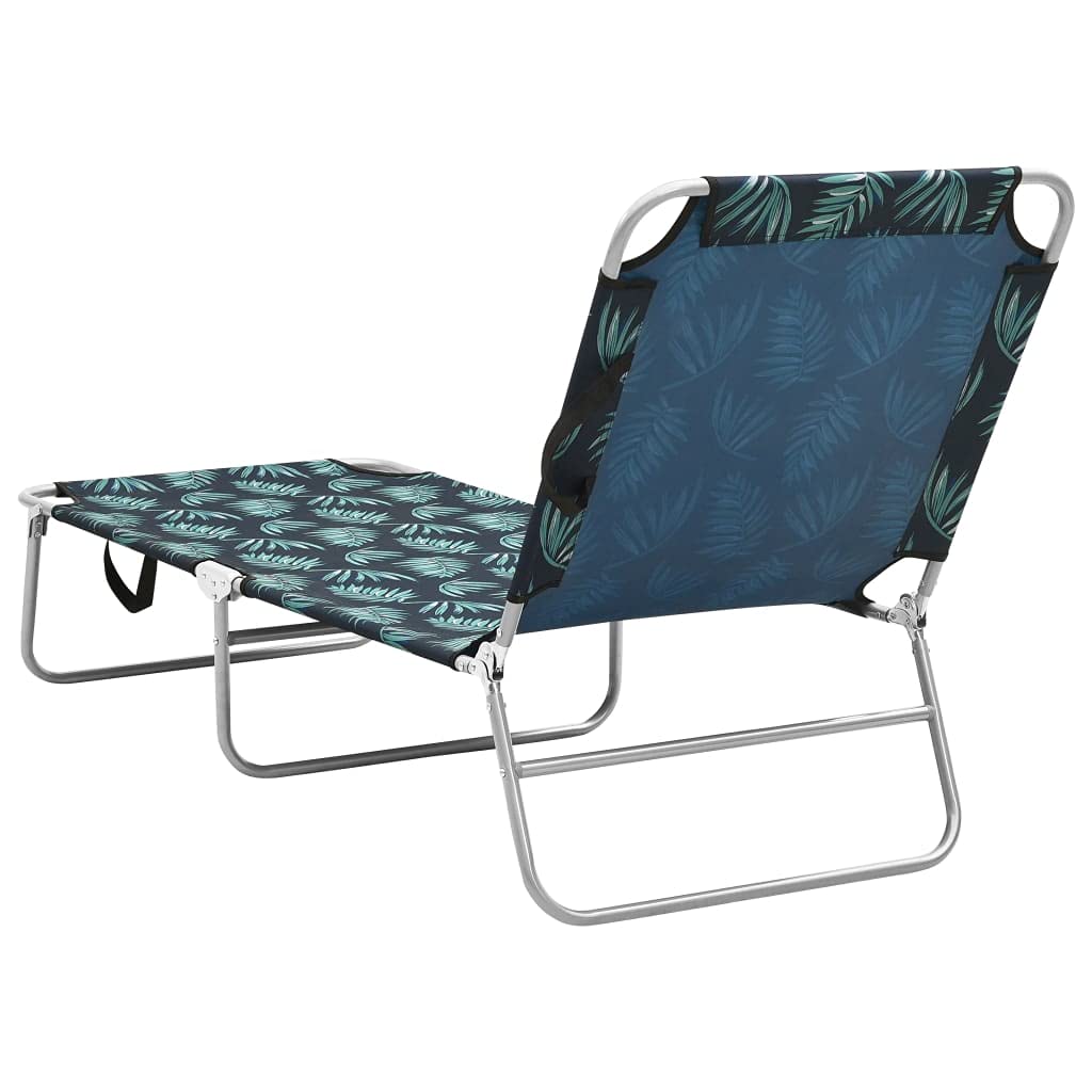 Portable Folding Sun Lounger Chair - Outdoor Poolside Lounge Chair with Steel Frame & Fabric Leaves Print - Perfect for Backyard, Deck, Beach, and Patio Relaxation