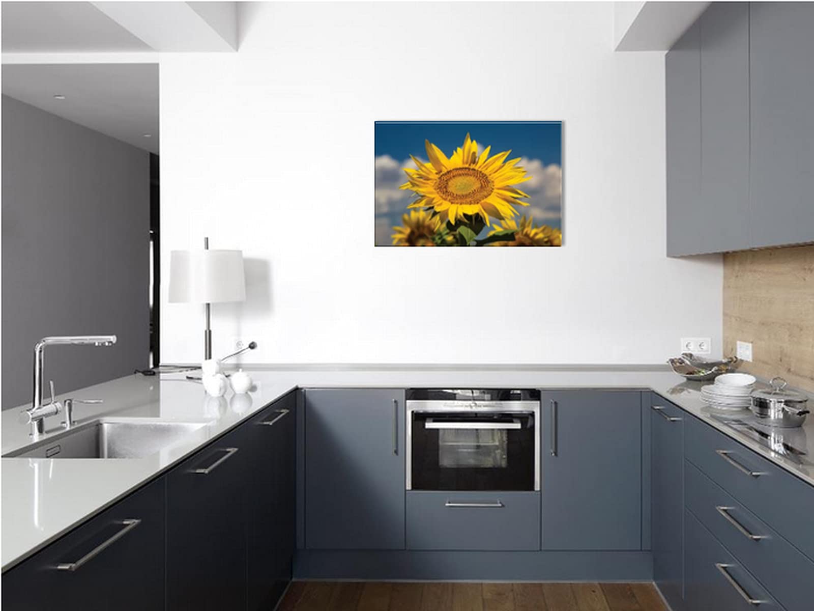 Sunflower Canvas Wall Art - Yellow Floral Print Painting, Modern Framed Flower Poster for Home Decor - Perfect for Bedroom, Bathroom & Living Room - Ready to Hang (18”x12”)