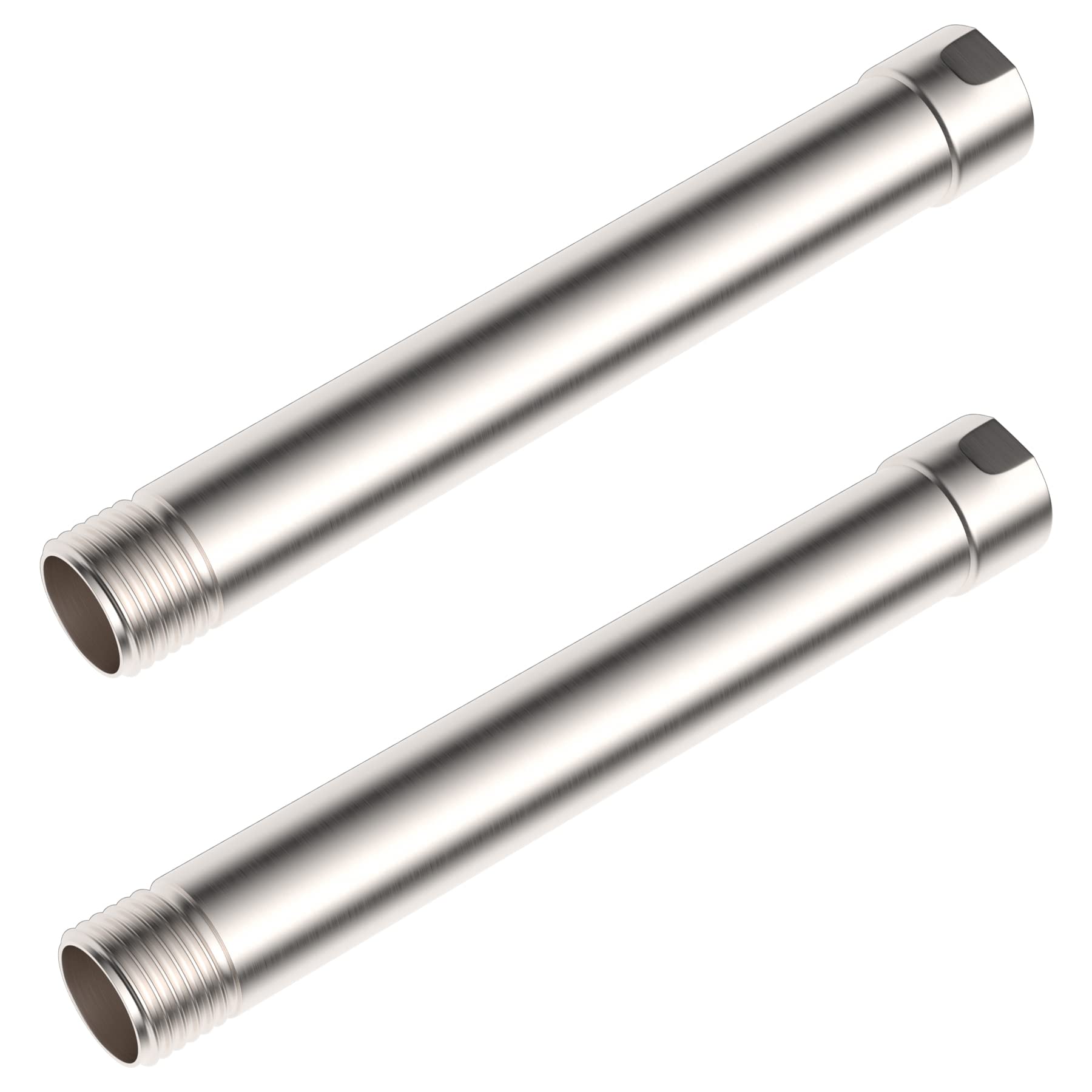 Hibbent 2 Pack 6 Inch All Metal Shower Head Extension Arm - Solid Brass Shower Arm Extender with Brushed Nickel Finish - Adjustable Water Outlet to Lower Existing Shower Head - Perfect for Bathroom Renovation & Accessibility Needs