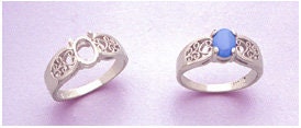 Sterling Silver or 14K Gold Oval Cabochon Ring Setting - 6x4mm & 10x8mm Sizes - Filigree Blank Shank for Jewelry Making - Size 7 (163567/143567) - Perfect for DIY Custom Rings, Wedding Bands & Handmade Jewelry Designs