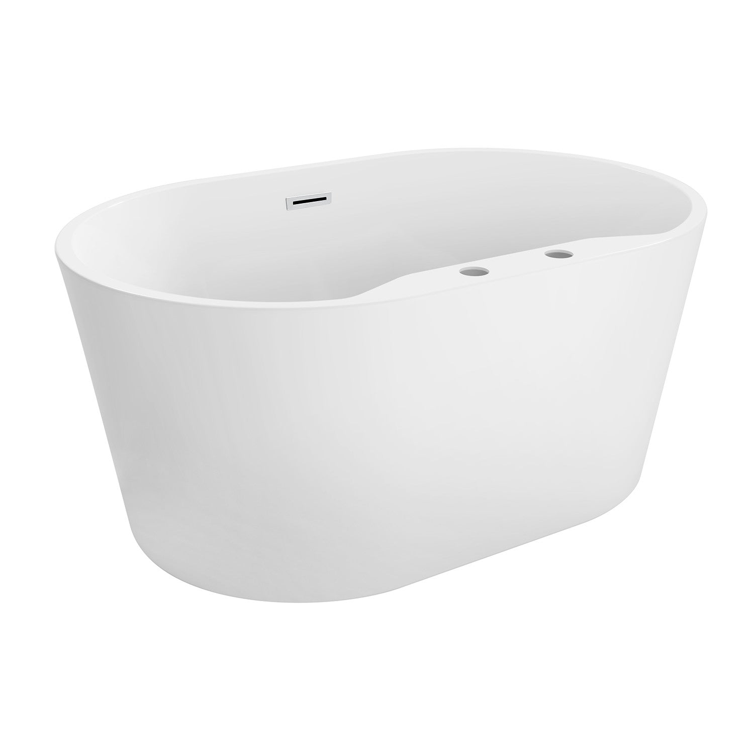 Aqua Eden VT7DE513423 51-Inch Freestanding Acrylic Bathtub - Oval Double-Ended Soaking Tub with Drain, Glossy White Finish for Luxury Bathroom & Spa Relaxation