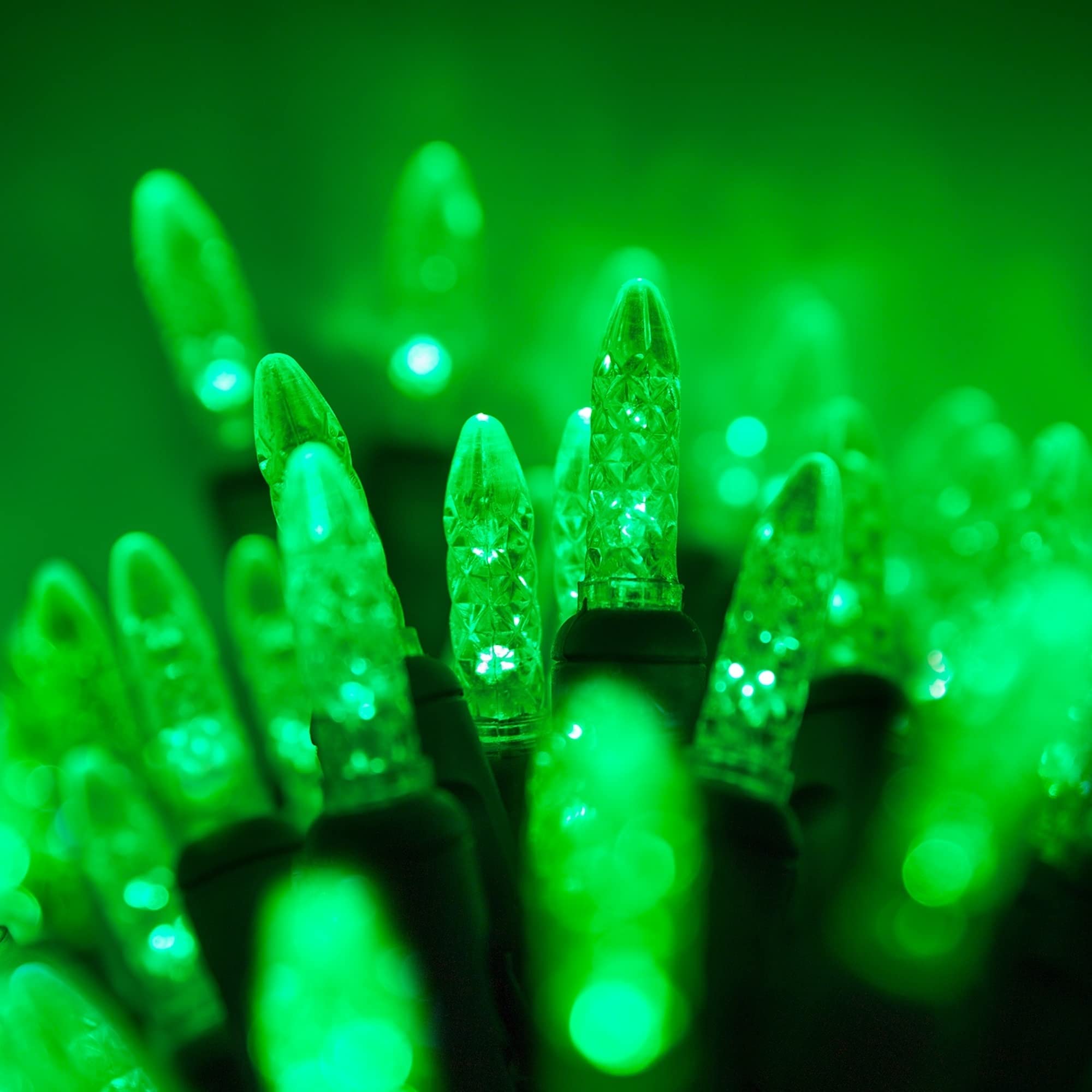 M5 LED Mini Ice Green Prelamped Light Set with Green Wire - 70 Count Green LED Christmas Lights, 4 Inch Spacing - Perfect for Holiday Decorations, Christmas Trees, and Indoor/Outdoor Party Lighting