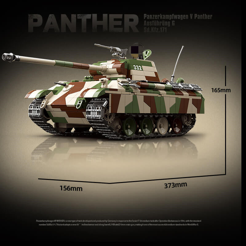 QUANGUAN 100252 Panzerkampfwagen V Panther Ausf G German WWII Tank Model Kit - Perfect for Military Collectors & History Enthusiasts, Great for Display & Diorama Building