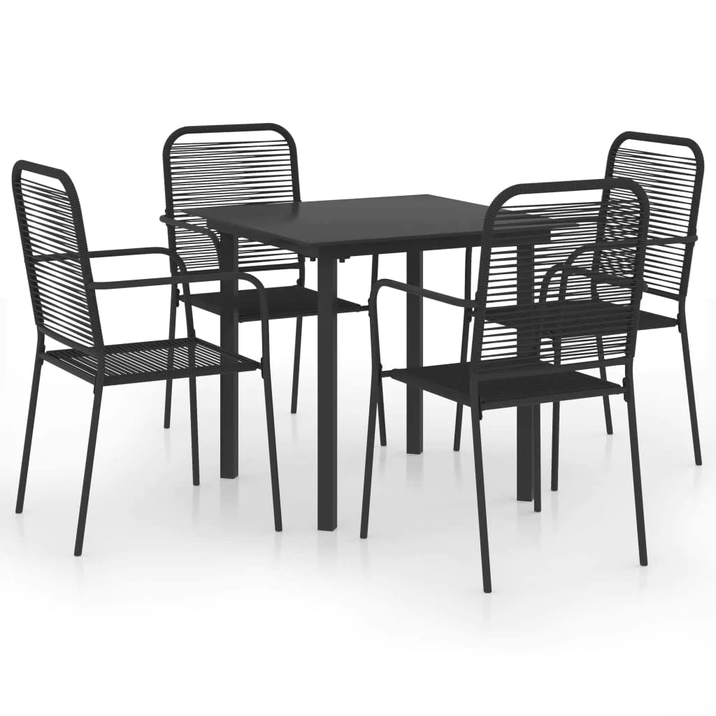 vidaXL 5-Piece Patio Dining Set - Outdoor Garden Furniture with Glass Table & Steel Chairs for Balcony, Backyard, Terrace - Perfect for Al Fresco Dining & Entertaining