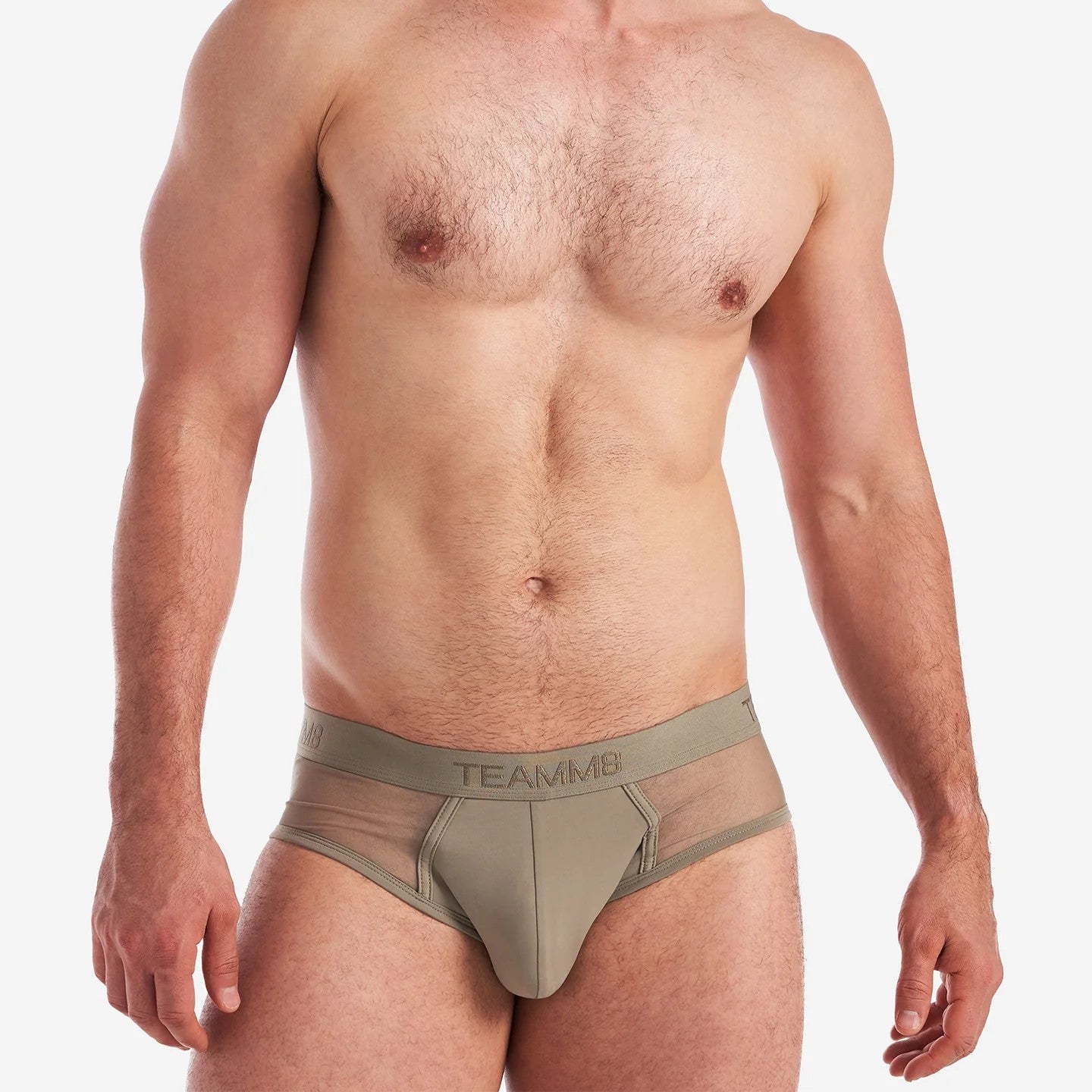 Teamm8 Score Sheer Brief - Mesh Underwear for Men in Army Green | Comfortable & Breathable for Sports, Gym & Everyday Wear