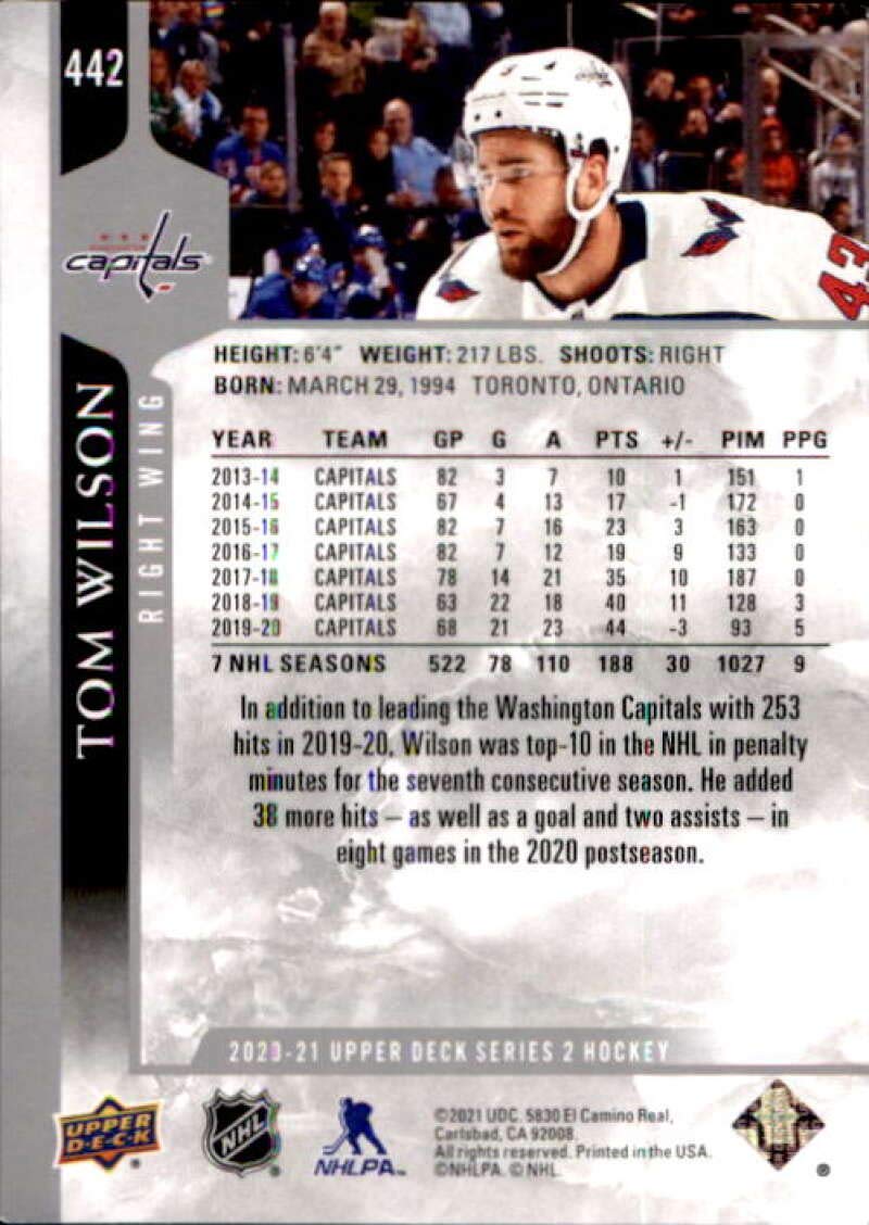 2020-21 Upper Deck #442 Tom Wilson Washington Capitals Hockey Card - NHL Collectible for Fans & Trading - Perfect for Memorabilia Displays & Sports Collections