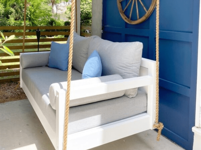Kiawah Swing Bed - Premium Outdoor Porch Swing with Weather-Resistant Cushions - Perfect for Patio, Garden, and Backyard Relaxation