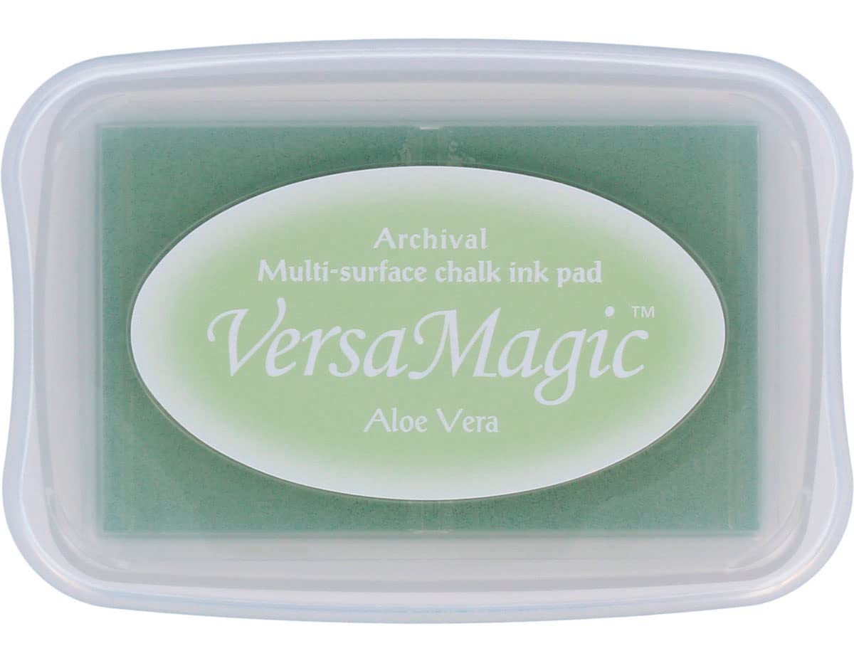 Tsukineko Versamagic Chalk-Finish Ink Pad - Aloe Vera Green | Acid-Free, Quick-Drying Craft Ink for Scrapbooking, Card Making & DIY Projects | Perfect for Stamping, Mixed Media & Paper Crafts