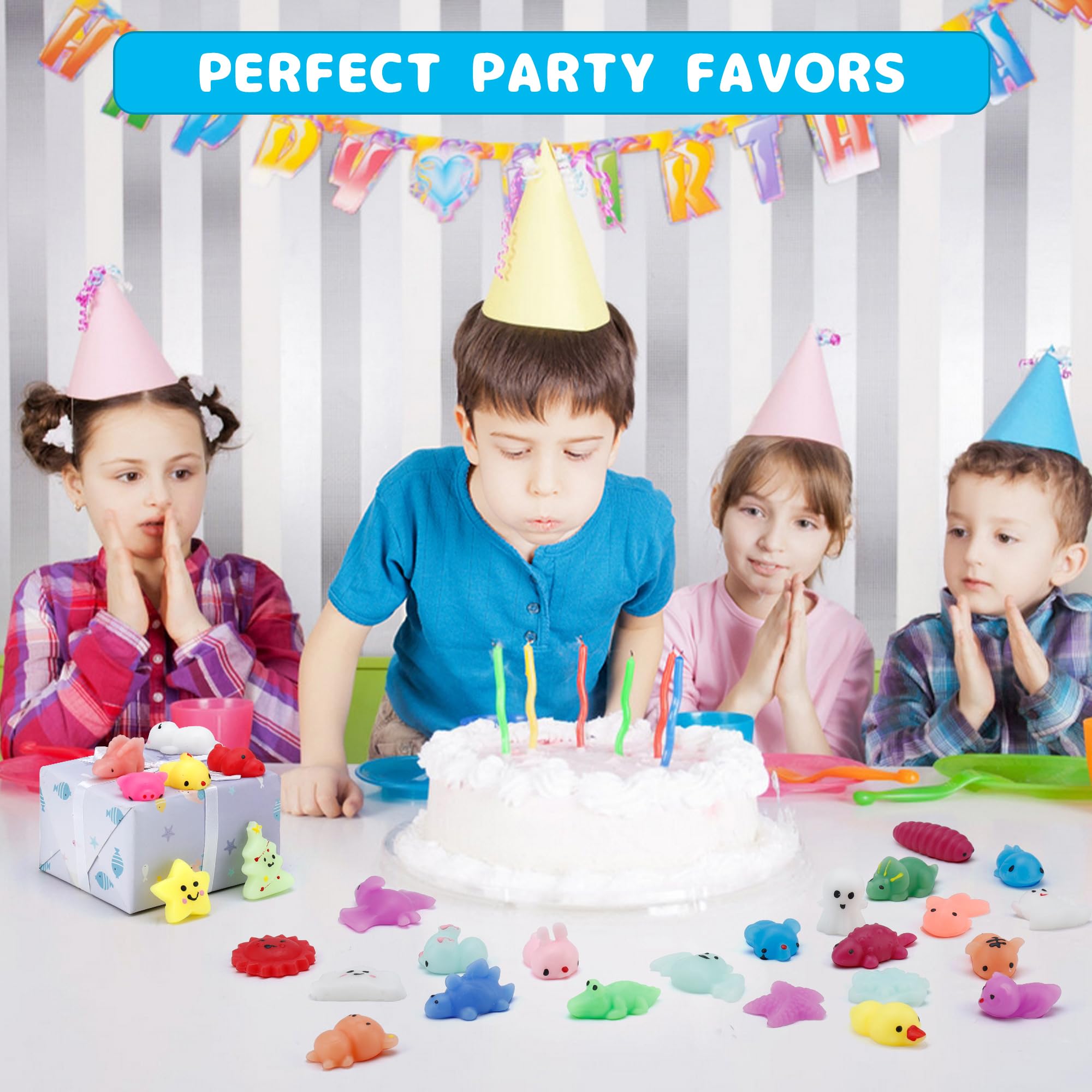 30-Pack Mochi Squishy Toys Set - Cute Stress Relief & Party Favors for Kids - Birthday Gifts for Boys & Girls - Classroom Prize Treasure Box with Storage - Perfect for Goodie Bags, Sensory Play & Anxiety Relief