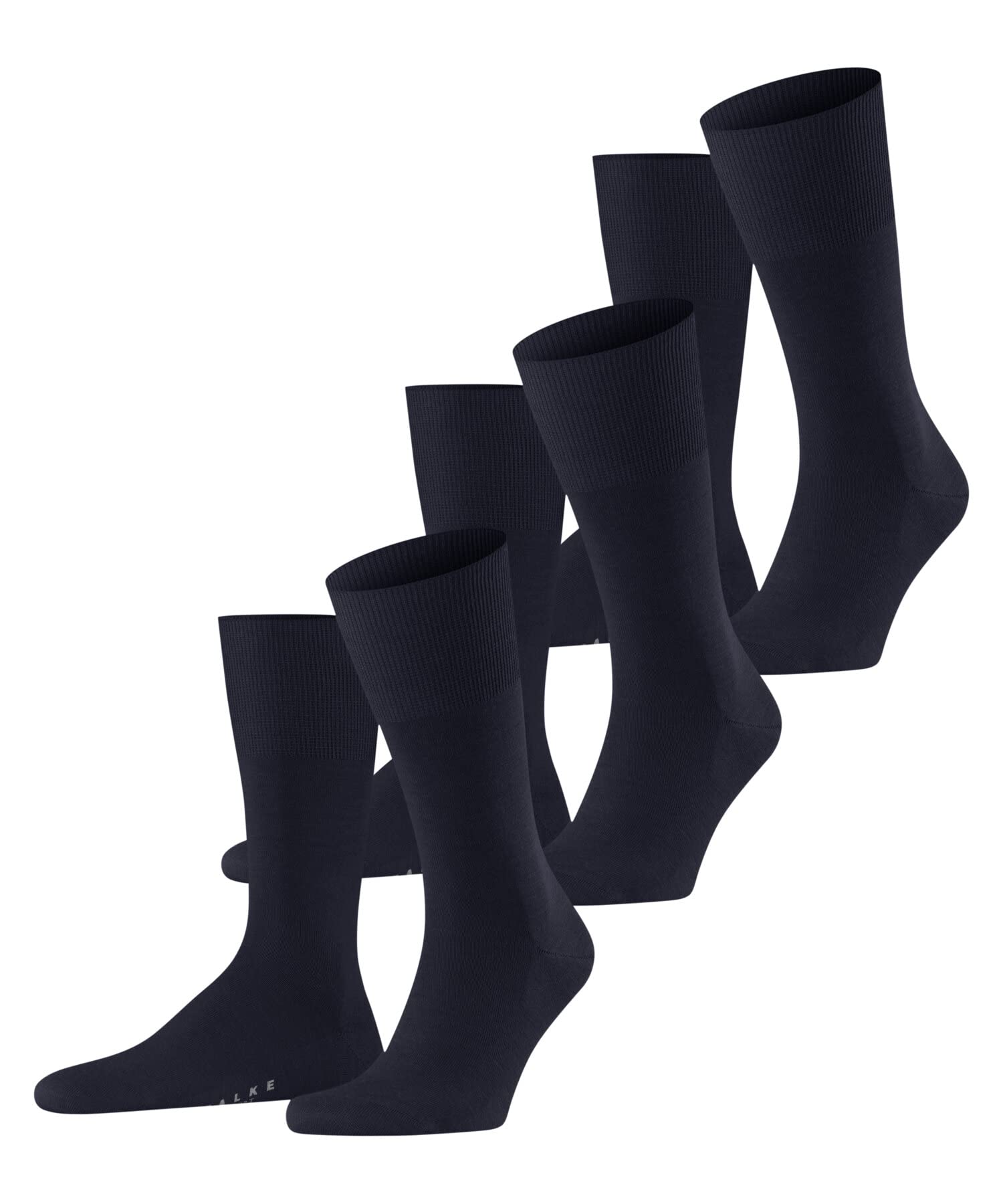 FALKE Men's Merino Wool Cotton Blend 3-Pair Mid-Calf Dress Socks for Business Travel & Office - Comfortable Airport Socks Set for Professionals