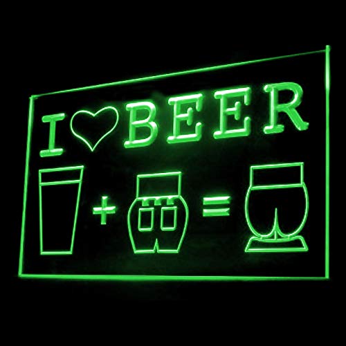 I Love Beer Humor Bar Neon Sign - Ice Cold German LED Display Light for Home Bar, Man Cave, Pub, Tavern & Restaurant Decor