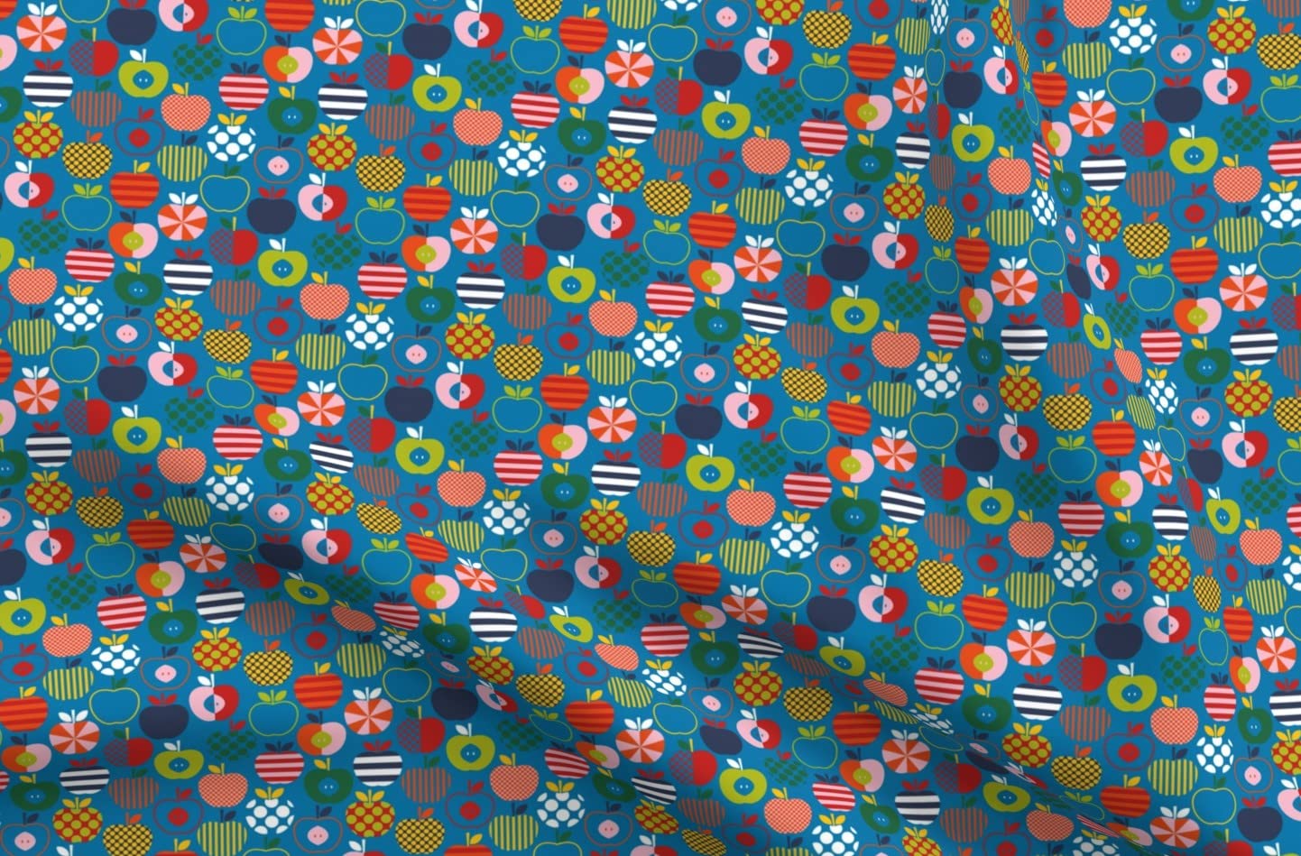 Scandinavian Apples Print Satin Fabric by The Yard - Premium Sewing Material for Apparel, Lining, Blankets & Home Decor | Perfect for DIY Fashion, Quilting & Scandinavian-Inspired Designs