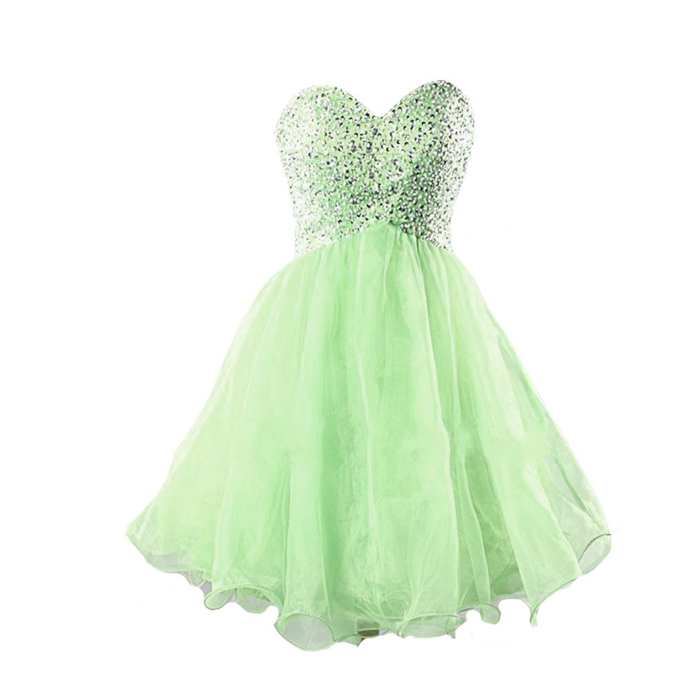 Kivary® Women's Elegant Short Organza Beaded Sweetheart Corset Prom Dress - Perfect for Homecoming, Evening Parties & Special Occasions