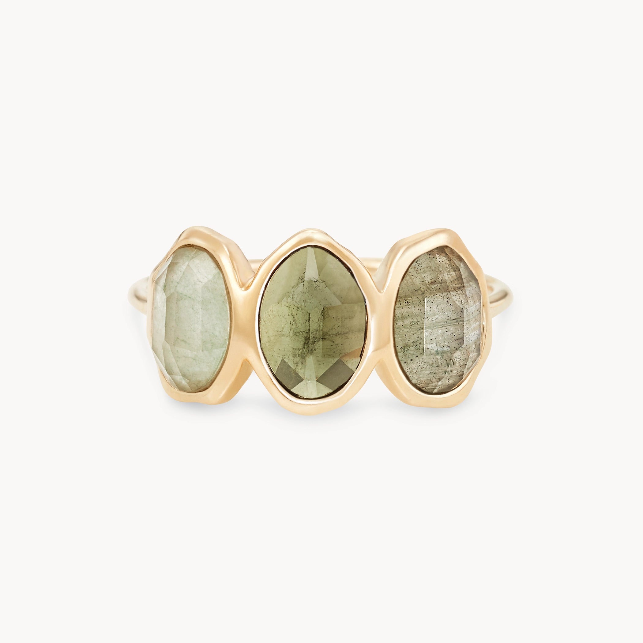 14K Yellow Gold Earth Element Mood Ring with Natural Gemstones | Emotional Wellness & Spiritual Healing Jewelry for Women | Perfect for Meditation, Yoga & Daily Wear