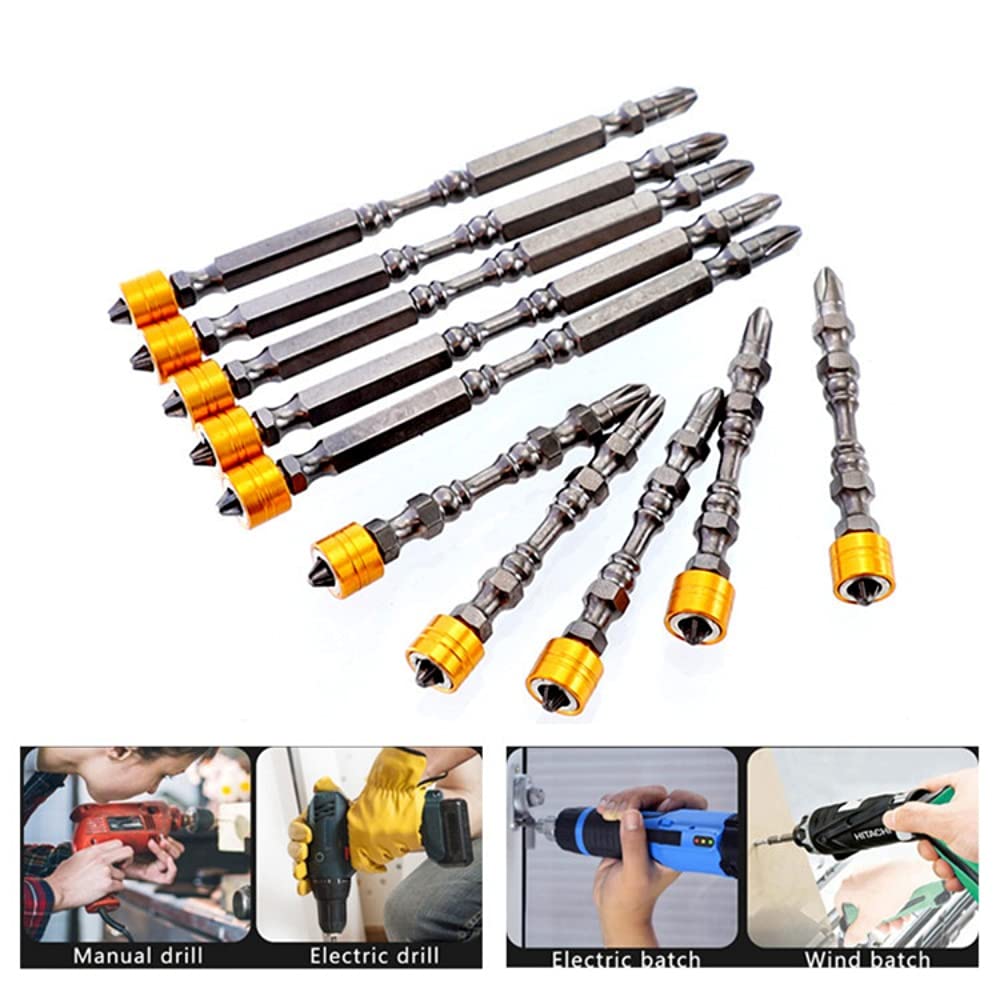10PCS 65mm & 110mm Magnetic Screwdriver Bit Set - 1/4