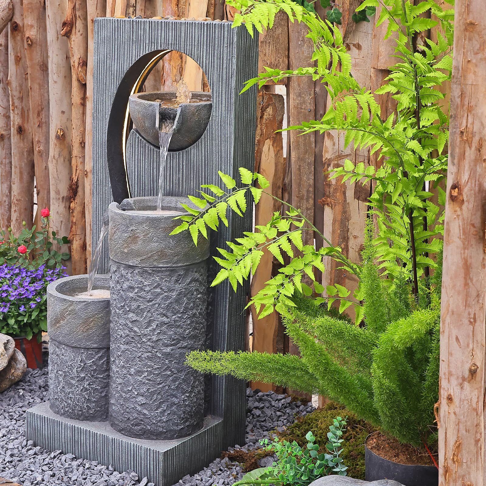 Zen Water Fountain with LED Lights - 41