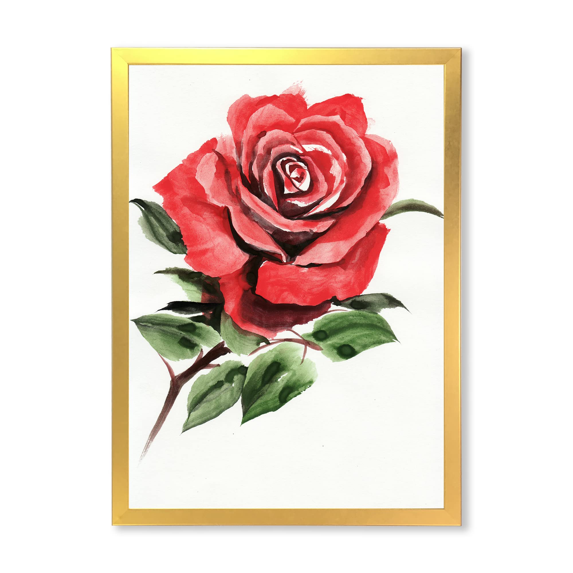 Vintage Red Rose Flower III Traditional Framed Wall Art - Classic Home Decor for Living Room, Bedroom & Office - Perfect Gift for Housewarming & Wedding