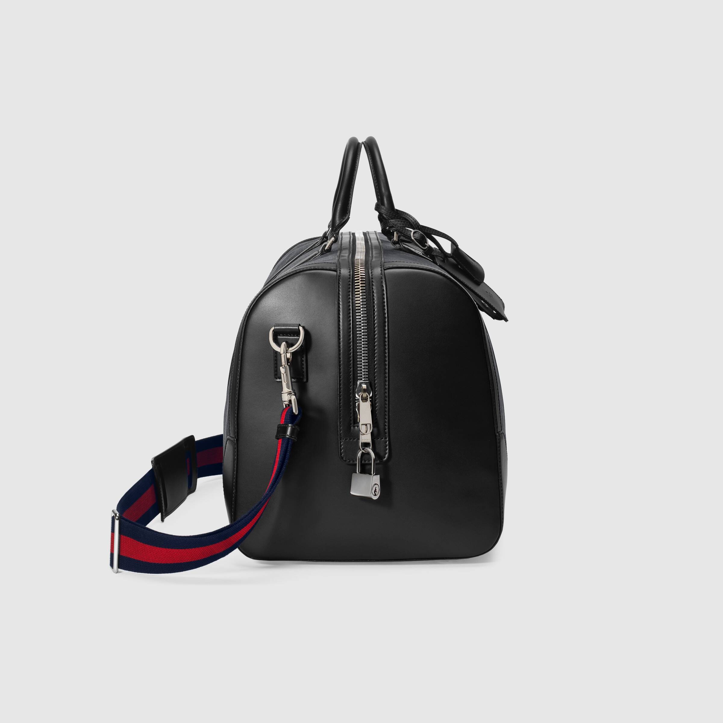 Gucci GG Supreme Soft Carry On Duffle Bag - Black & Grey Travel Duffel for Men & Women - Perfect for Weekend Trips, Gym, and Business Travel