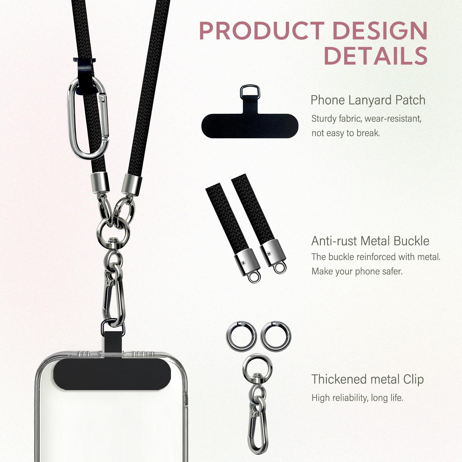 Universal Phone Lanyard with Wrist Strap & Finger Loops - Anti-Theft for Smartphones - Gym & Travel Use