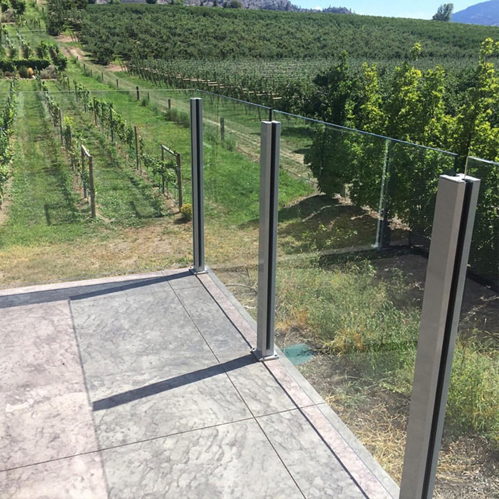 10-12mm Silver Square Glass Panels Plastic Plates Guardrail Clamps - Stainless Steel Base Rail Posts for Attic Staircase, Hotel Patio, Fencing System - Perfect for Home Decoration, Commercial Spaces & Outdoor Safety