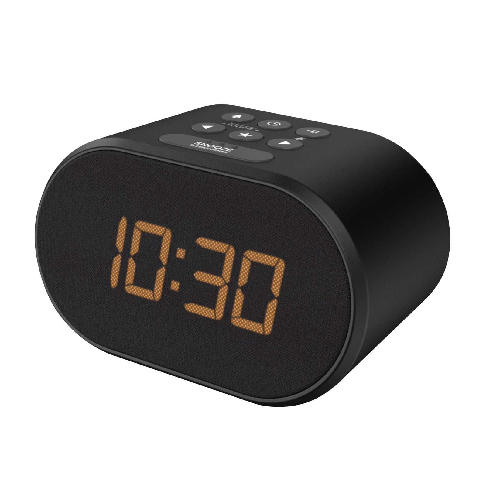 i-Box Alarm Clock with FM Radio, USB Charging Port & Dimmable LED Display - Battery or Mains Powered, Silent Non-Ticking Design - Perfect Bedside Clock for Home, Office, Travel & Gift Giving (Black)