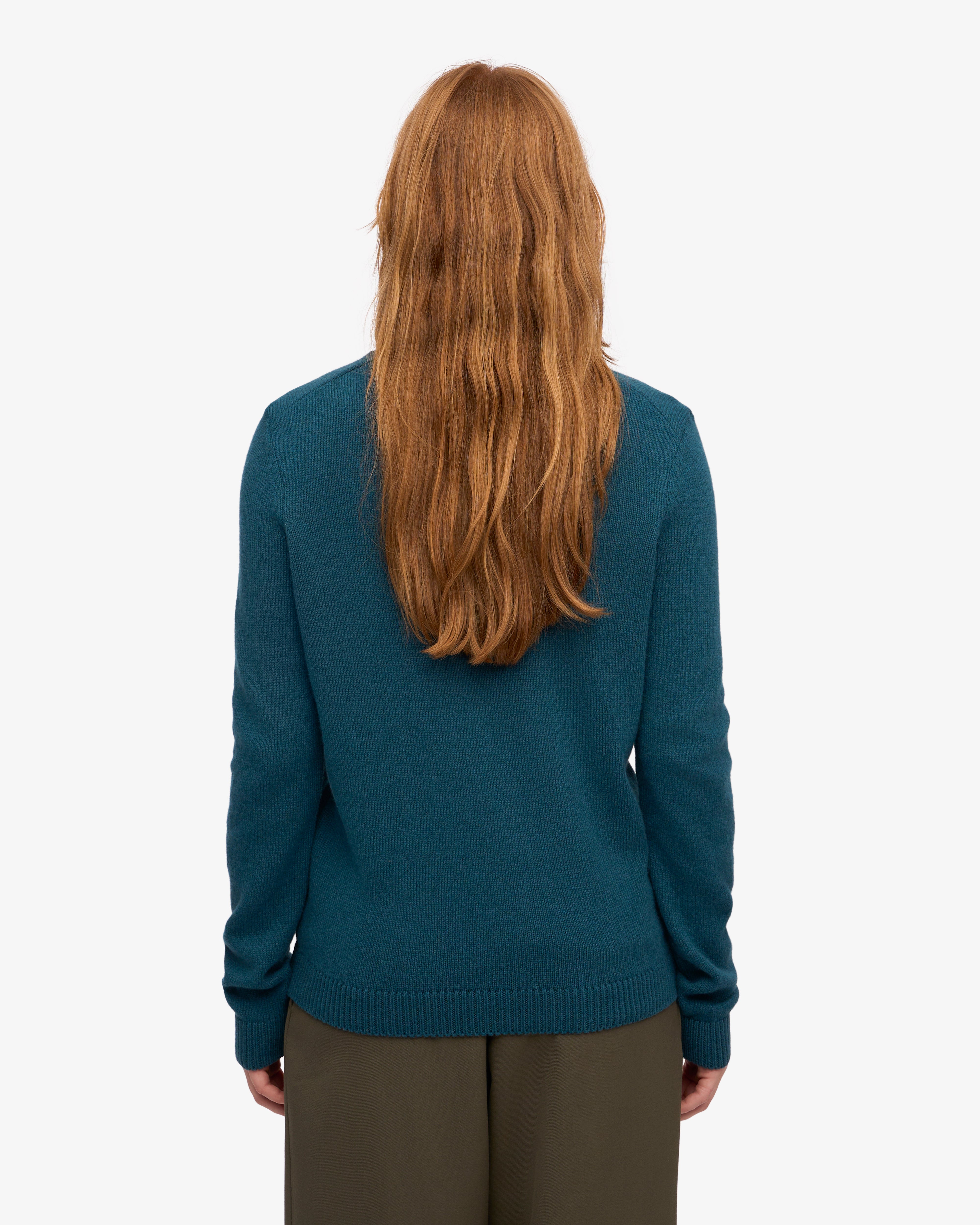 Women's Classic Merino Wool Crew Neck Sweater - Soft & Warm Winter Knit Pullover - Ocean Green - Perfect for Office, Travel & Casual Outfits