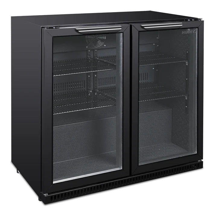 Husky 203L Double Door Home Bar Drinks Chiller - Black C2HHMBBKAU | Commercial & Home Use for Parties, Restaurants, and Outdoor Events