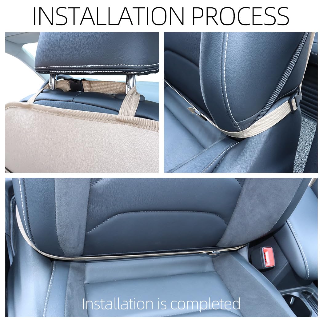 Car Backseat Organizer for Kids - 3 Pocket Storage Bag with 2 Drink Holders, Water Resistant Kick Mat & Toy Organizer - Back Seat Protector for Toddlers (Beige 1-Pack) | Perfect for Road Trips, Family Travel & Keeping Kids' Toys Organized