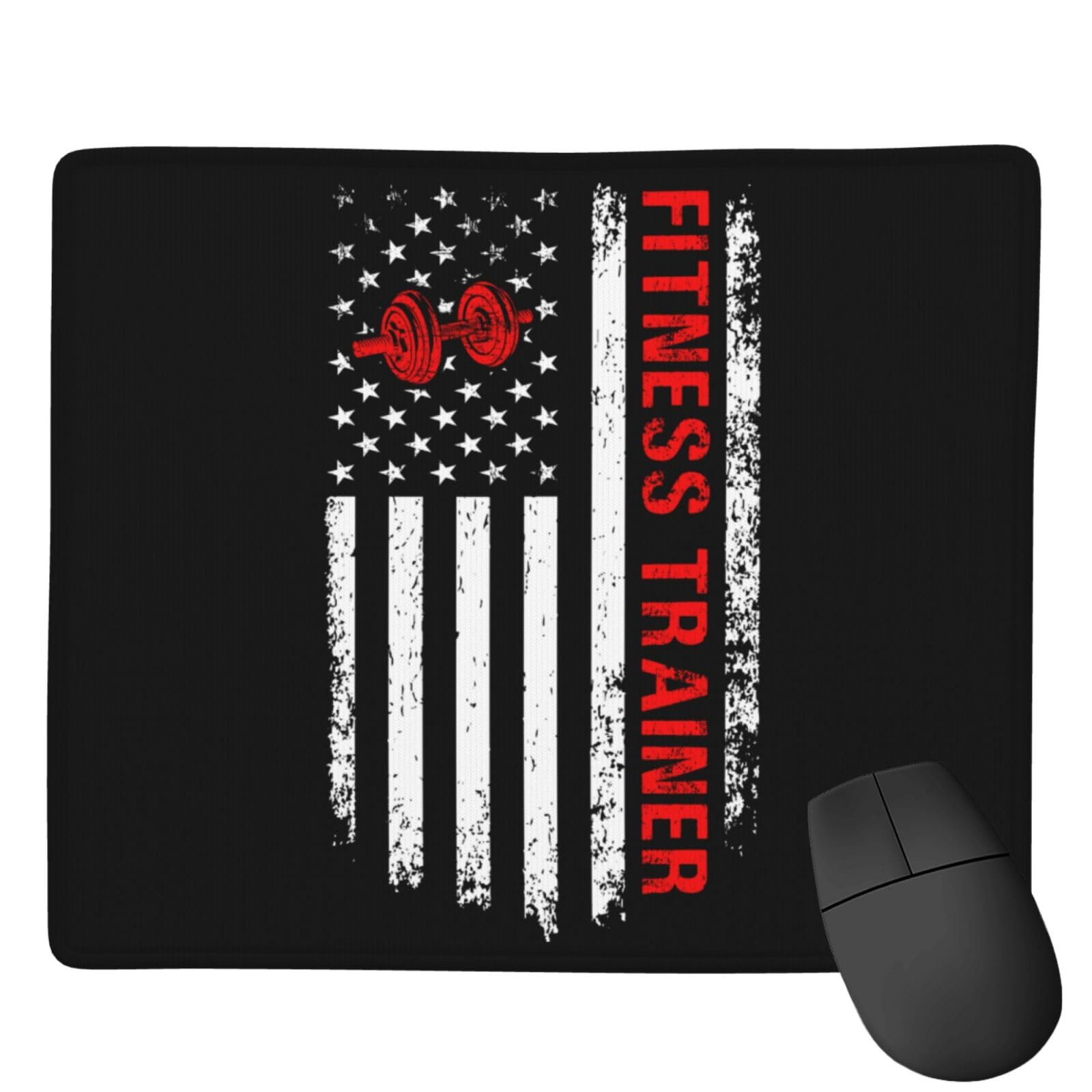SIYTUAU USA Flag Fitness Trainer Mouse Pad - Non-Slip Rubber, Waterproof, 7x9 Inch for Laptop, Office & Gaming - Perfect for Workouts, Home Office & Esports