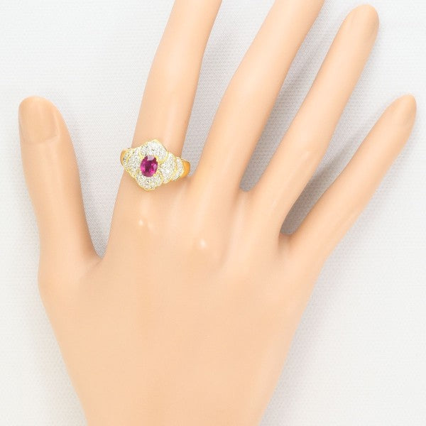 18K Yellow Gold & White Gold Ruby Diamond Ring for Women - Elegant Wedding, Engagement, Anniversary Gift for Her