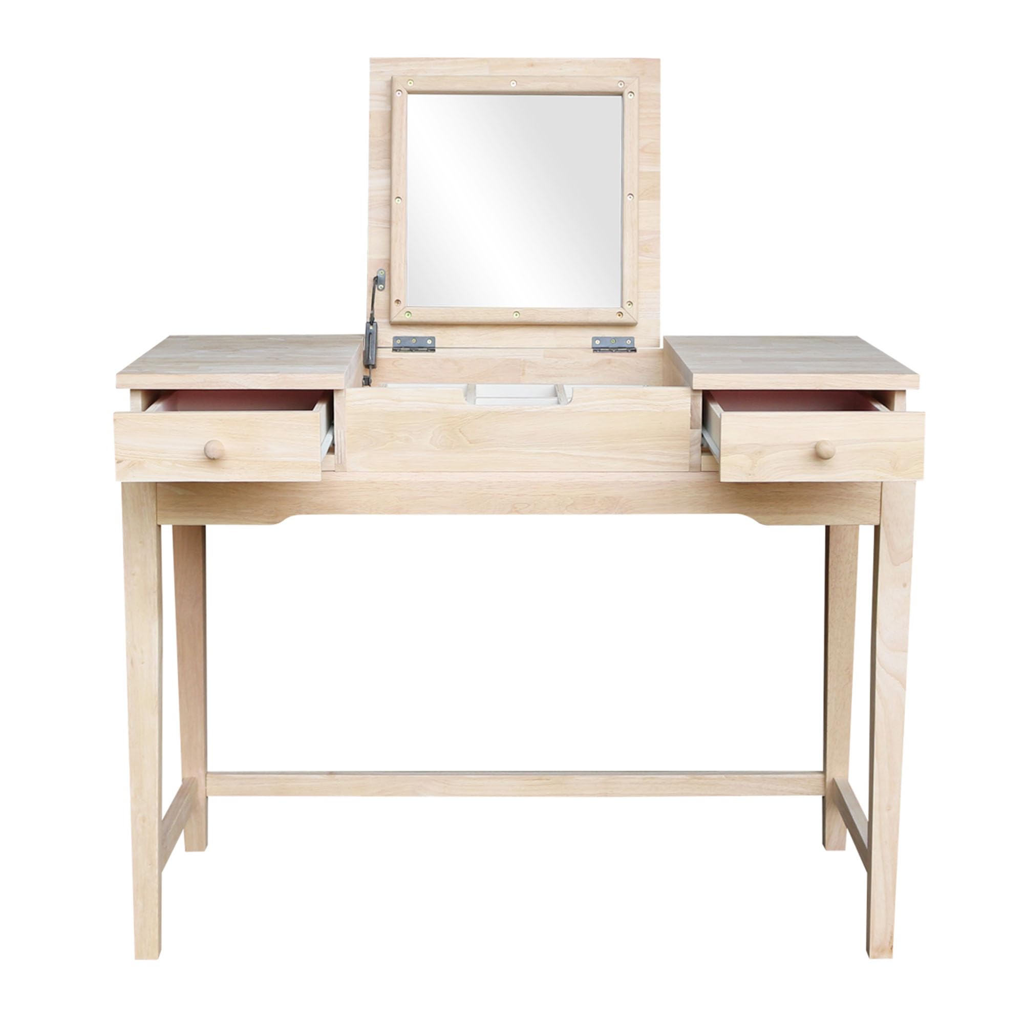 IC International Concepts Solid Real Wood Sturdy Parawood Vanity Table - Unfinished DIY Paint/Stain Ready Vanity Desk for Bedroom Makeup & Dressing Room