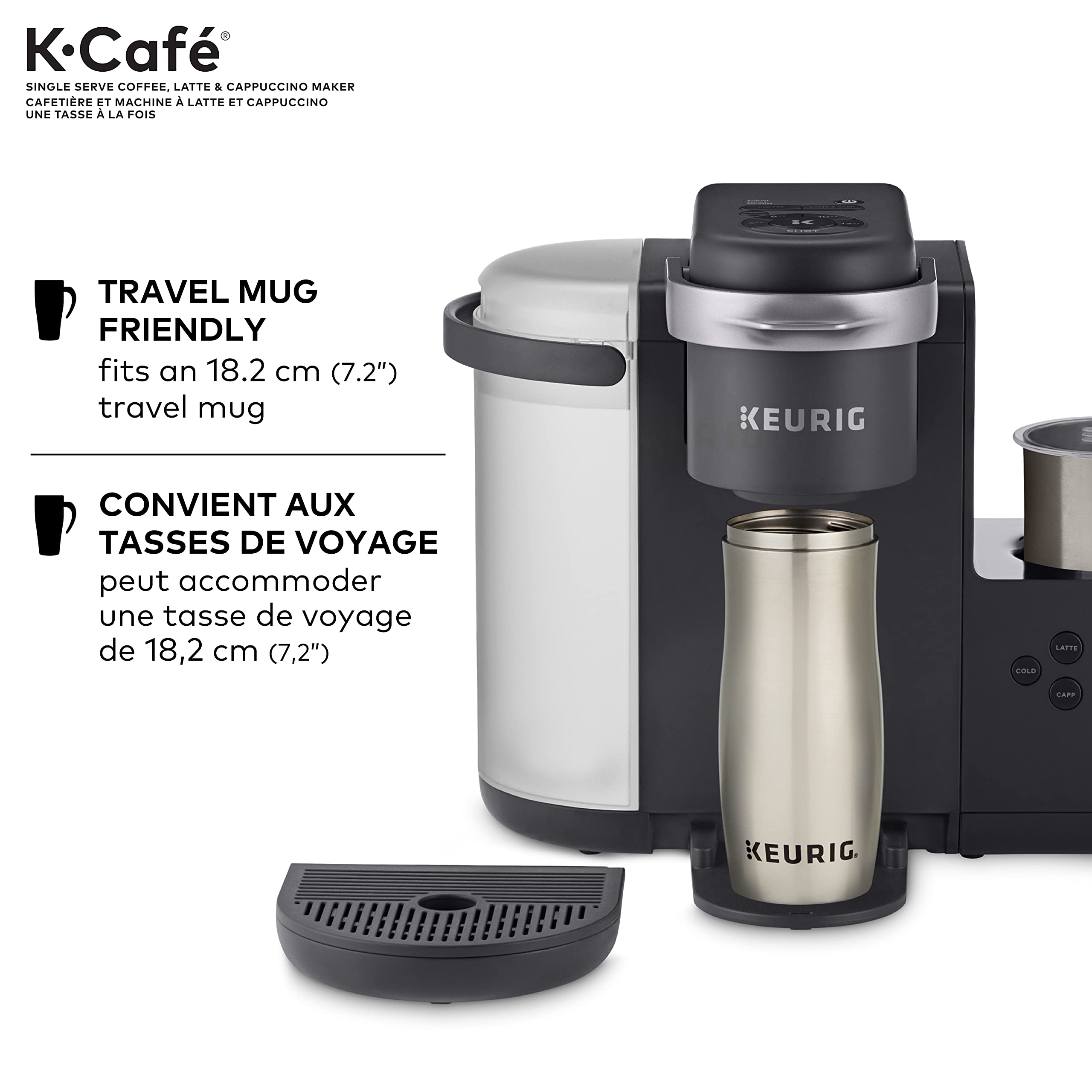 Keurig K-Café Single Serve Coffee Maker with Milk Frother - Brews K-Cup Pods, Lattes & Cappuccinos - Charcoal Grey - Perfect for Home, Office & Entertaining