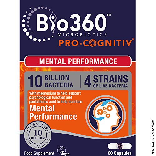 Bio360 Pro Cognitiv - 10 Billion Probiotic Bacteria for Mental Performance & Focus | Natures Aid Supplement | 60 Vegan Capsules | Supports Memory, Clarity & Brain Health | Ideal for Students, Professionals & Busy Lifestyles