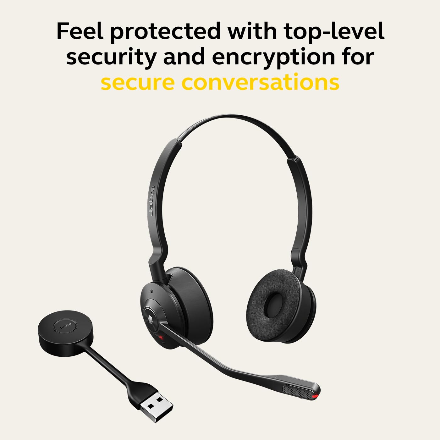 Jabra Engage 55 Stereo Wireless Headset with Link 400 USB-A DECT Adapter & Charging Stand – Noise Cancelling Mic, Long Range – MS Teams Certified, Compatible with Zoom/Slack/Skype – Black – Perfect for Home Office & Call Center Professionals