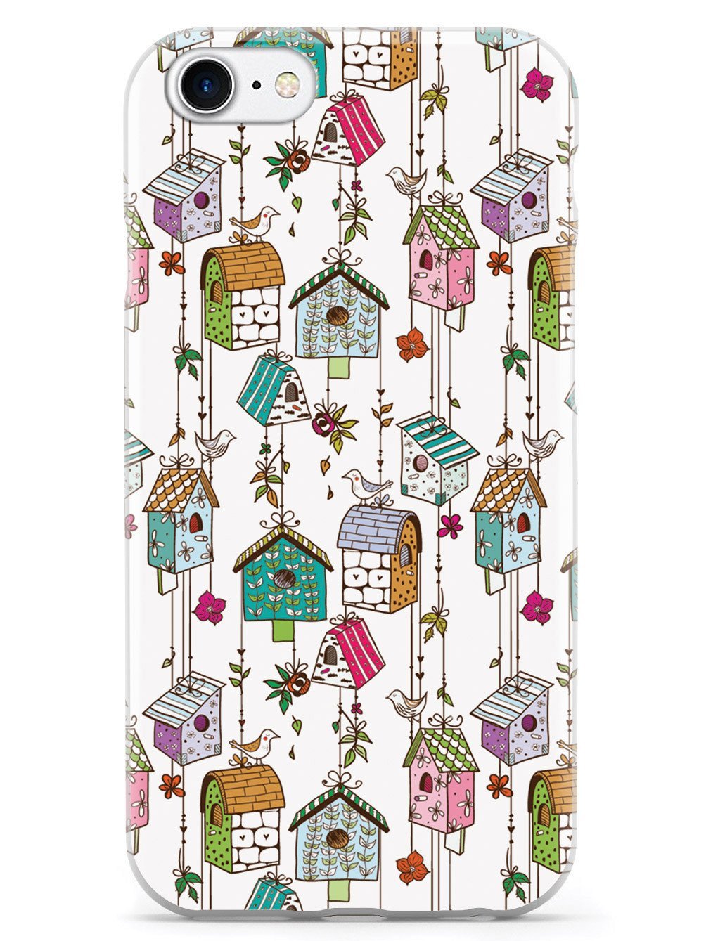 **Inspired Cases for iPhone 8 - 3D Textured Protective Phone Cover with Cute Bird House Design | Shockproof & Slim Fit | Perfect for Everyday Use, Travel & Outdoor Activities**