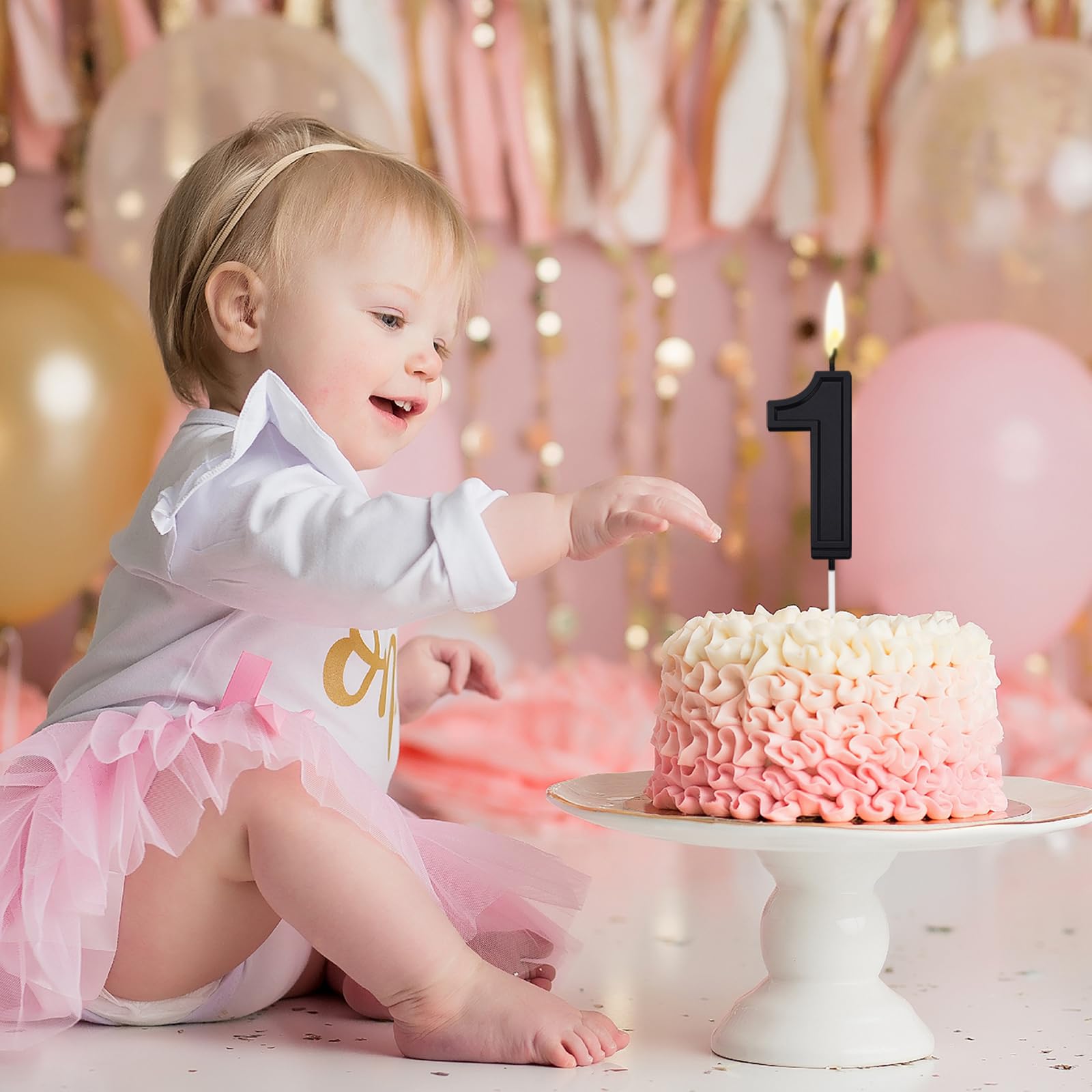 Black 3 Number Birthday Candles for Cake - 2.76 Inch Large Number Cake Candles for Wedding, Anniversary & Birthday Party Decorations - Perfect for Birthday Cakes, Cupcakes, Wedding Cakes & Anniversary Celebrations