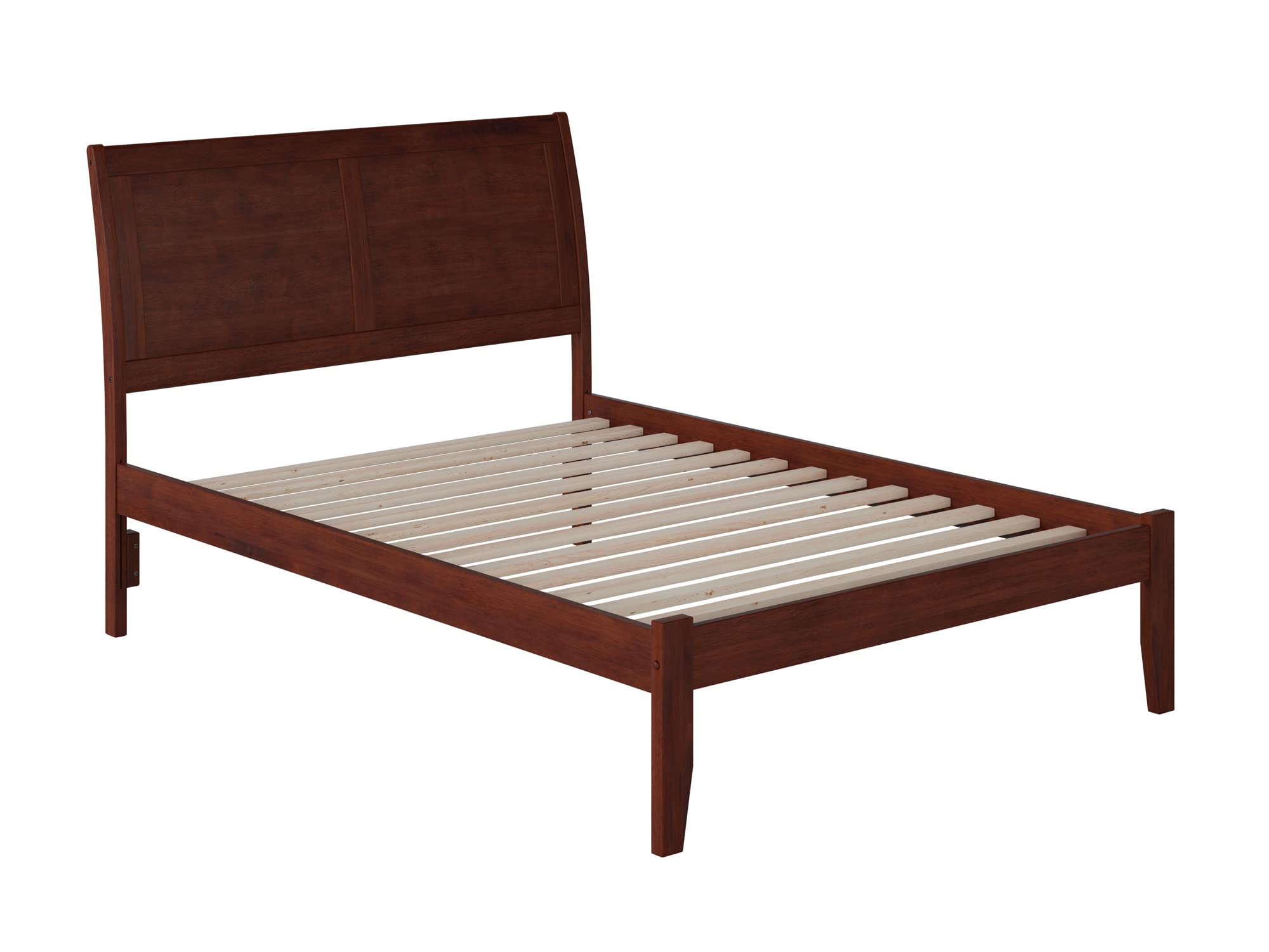 AFI Portland Full Platform Bed with USB Charger - Solid Walnut Wood Frame, Modern Minimalist Design for Bedroom, Living Room, or Guest Room