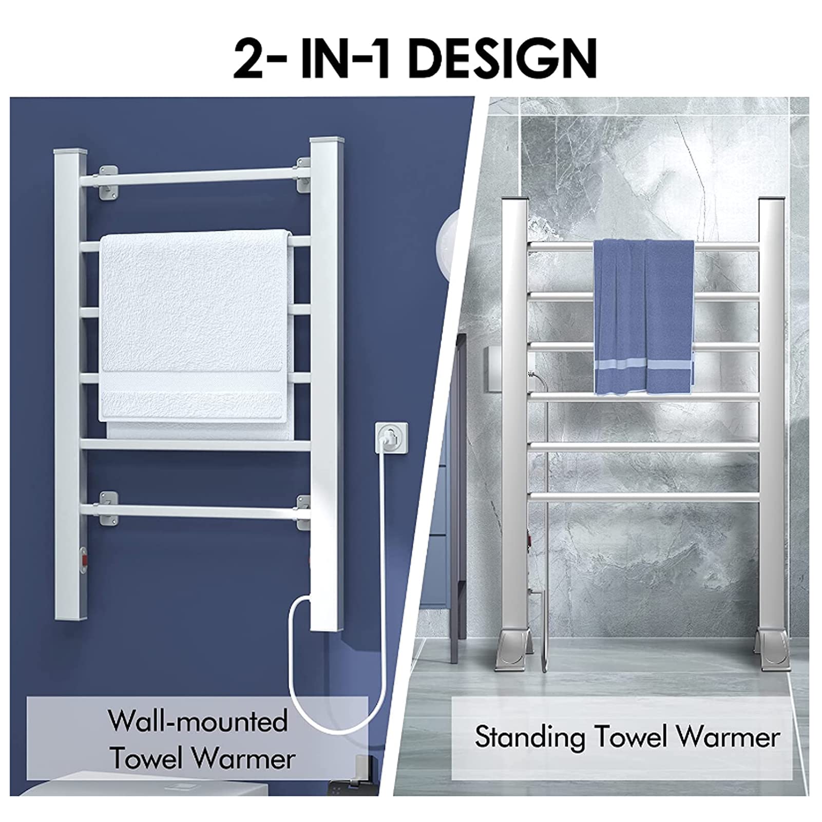 Premium Electric Towel Warmer - Freestanding or Wall Mounted Heated Towel Rail for Bathroom, 100W Aluminum Alloy Drying Rack (52x39x90cm, 110V) - Perfect for Spa, Luxury Hotels & Cozy Home Bathrooms