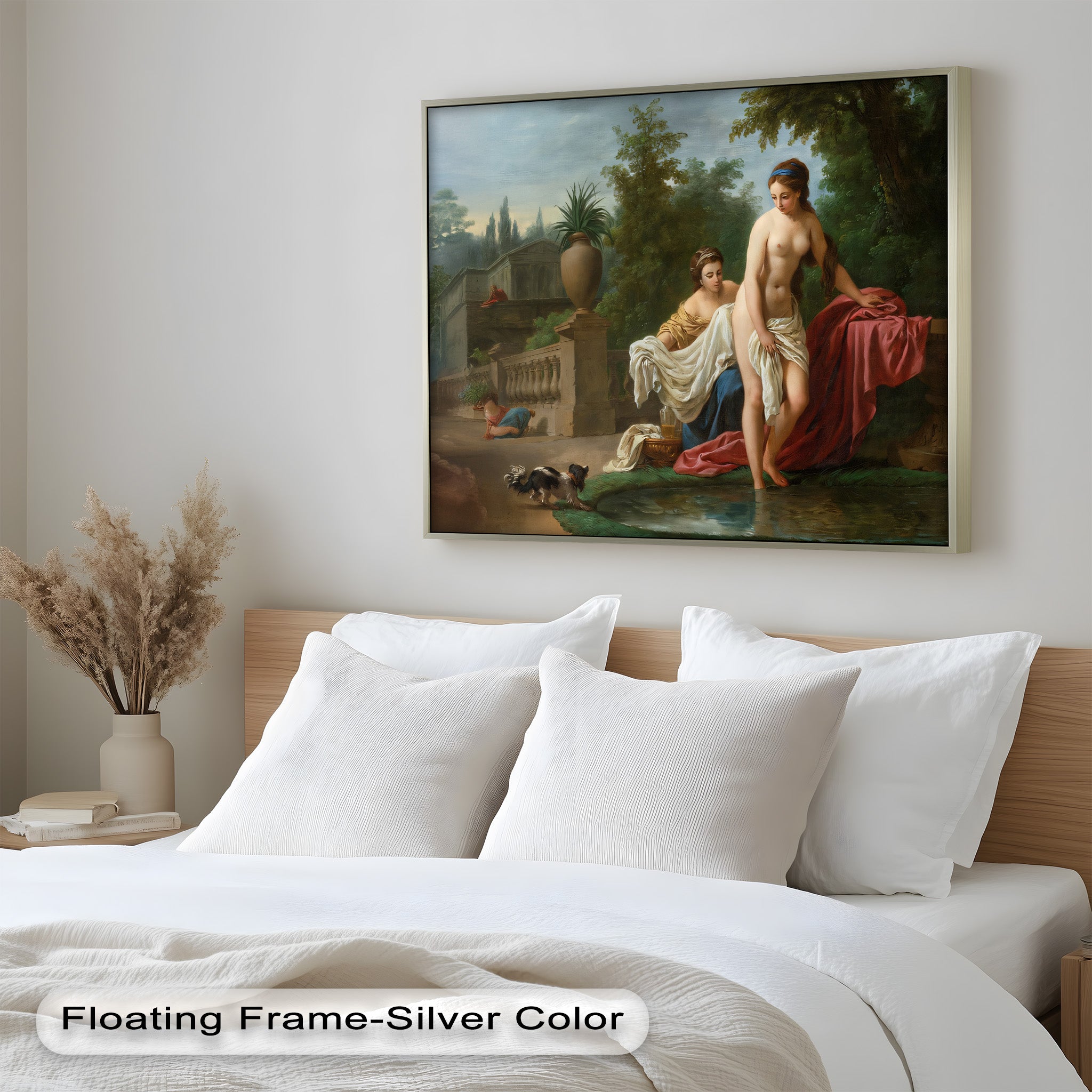 Neoclassical Elegance Oil Painting - Garden Bathing Scene Artwork for Home Decor & Living Room Wall Art