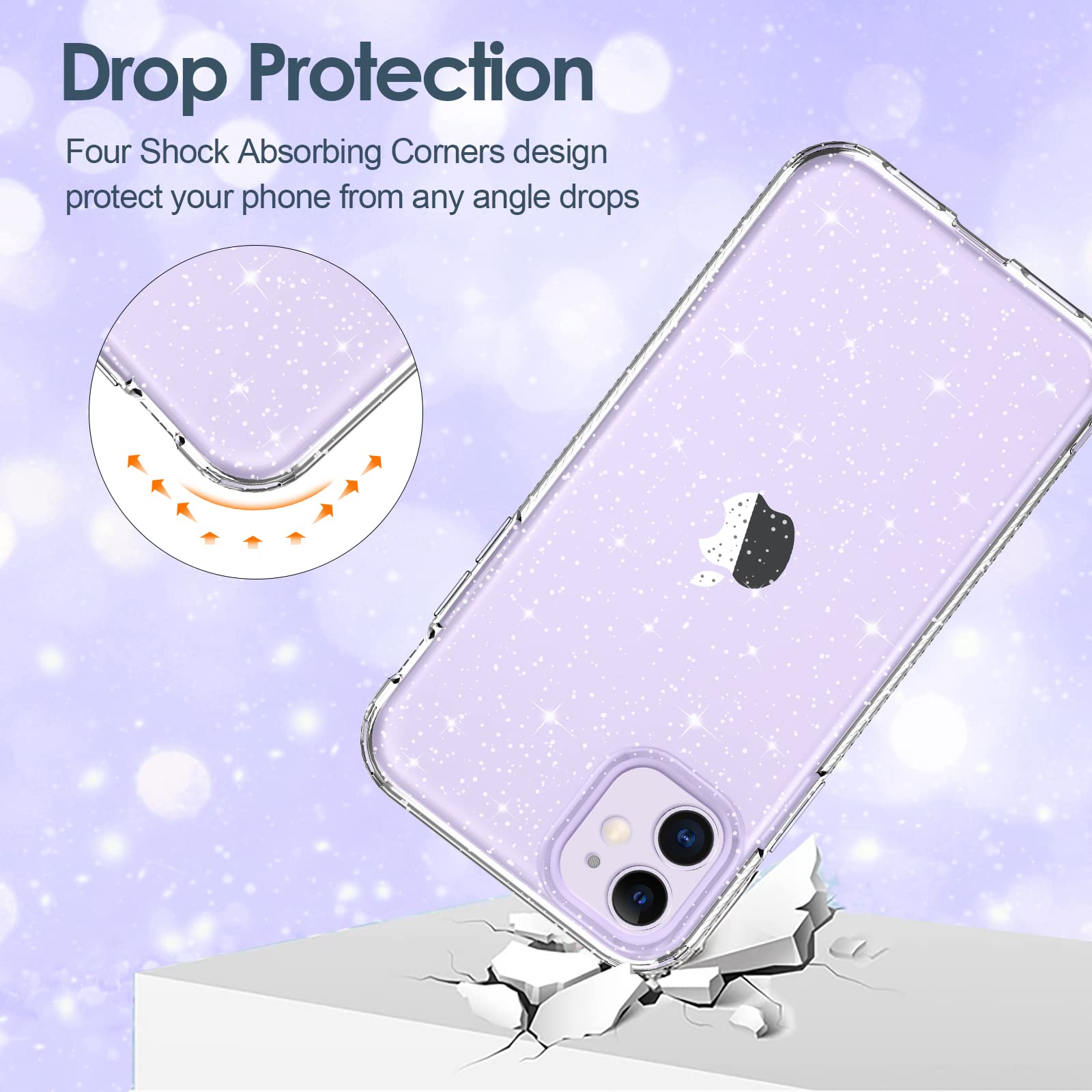 Hython Sparkly Clear Glitter Case for iPhone 11 - Cute Shiny Bling Protective Cover with Anti-Scratch Soft TPU | Slim Fit Shockproof Phone Case for Women & Girls | Perfect for Everyday Use, Parties & Gifts