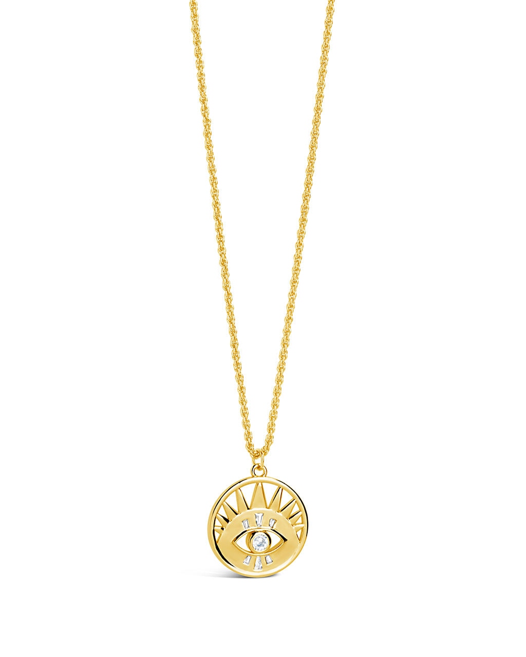 Mahana CZ Evil Eye Disk Necklace - Elegant Blue Evil Eye Pendant for Women, Stainless Steel Protection Jewelry - Perfect for Everyday Wear, Gifts & Spiritual Protection