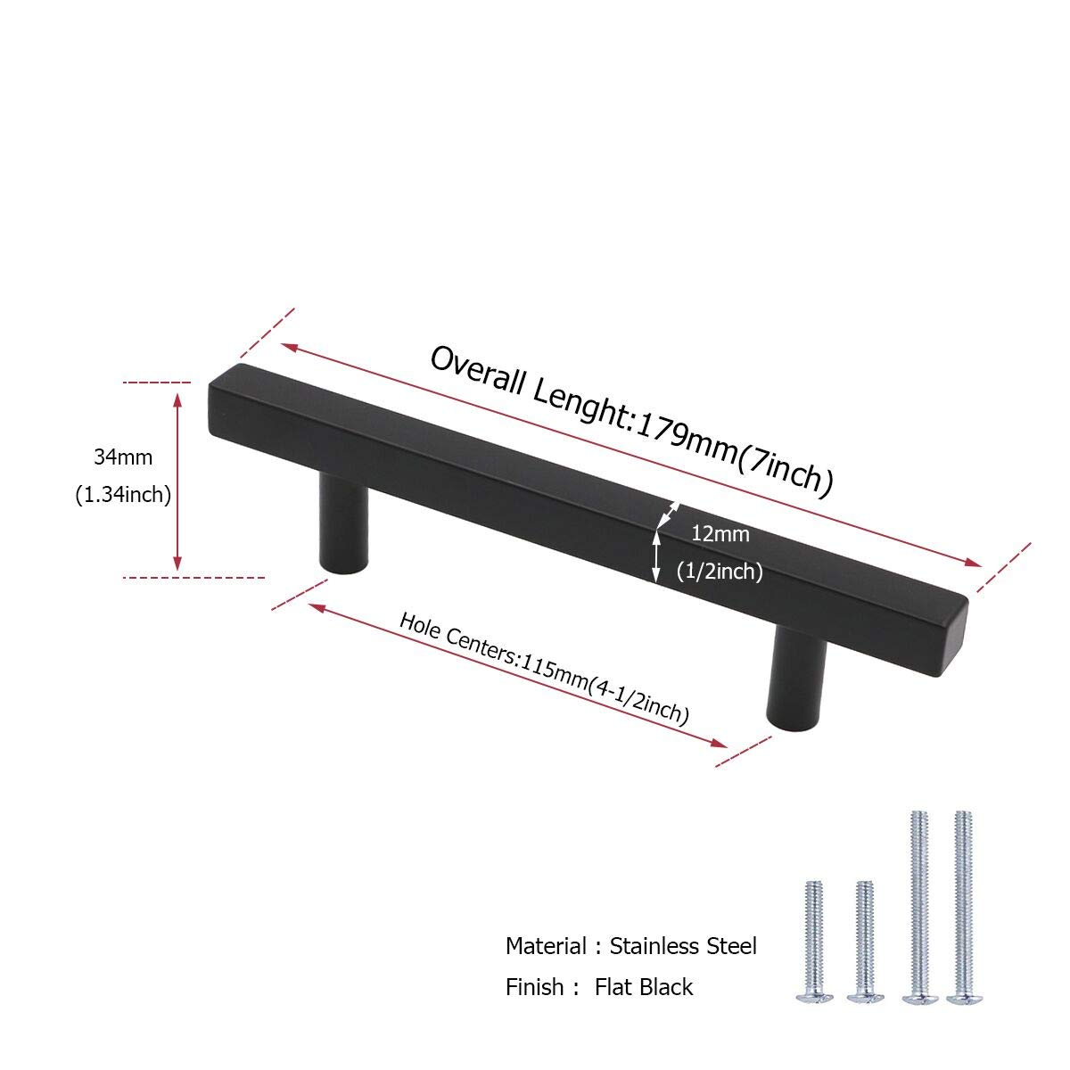 Peaha 115mm Black Stainless Steel Cabinet Drawer Pulls - PHJ22BK115 | Kitchen Cabinet Handles, Dresser Drawers & Cupboard Hardware | Perfect for Modern Home, Office & Bathroom Renovation