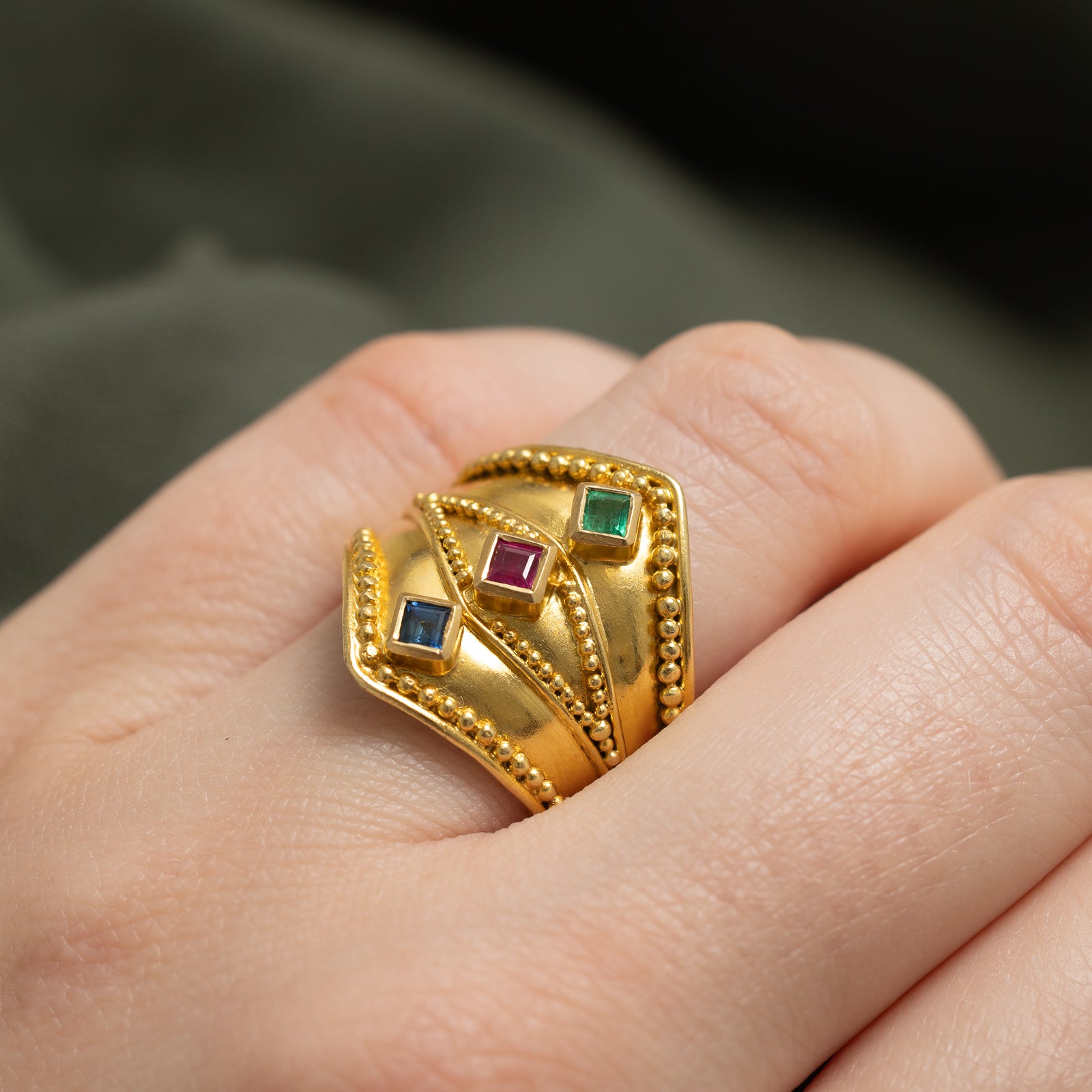 Exquisite Multi Gemstone Cocktail Ring - 0.26ctw Sparkling Stones - Size 8.25 - Perfect for Evening Parties & Special Occasions