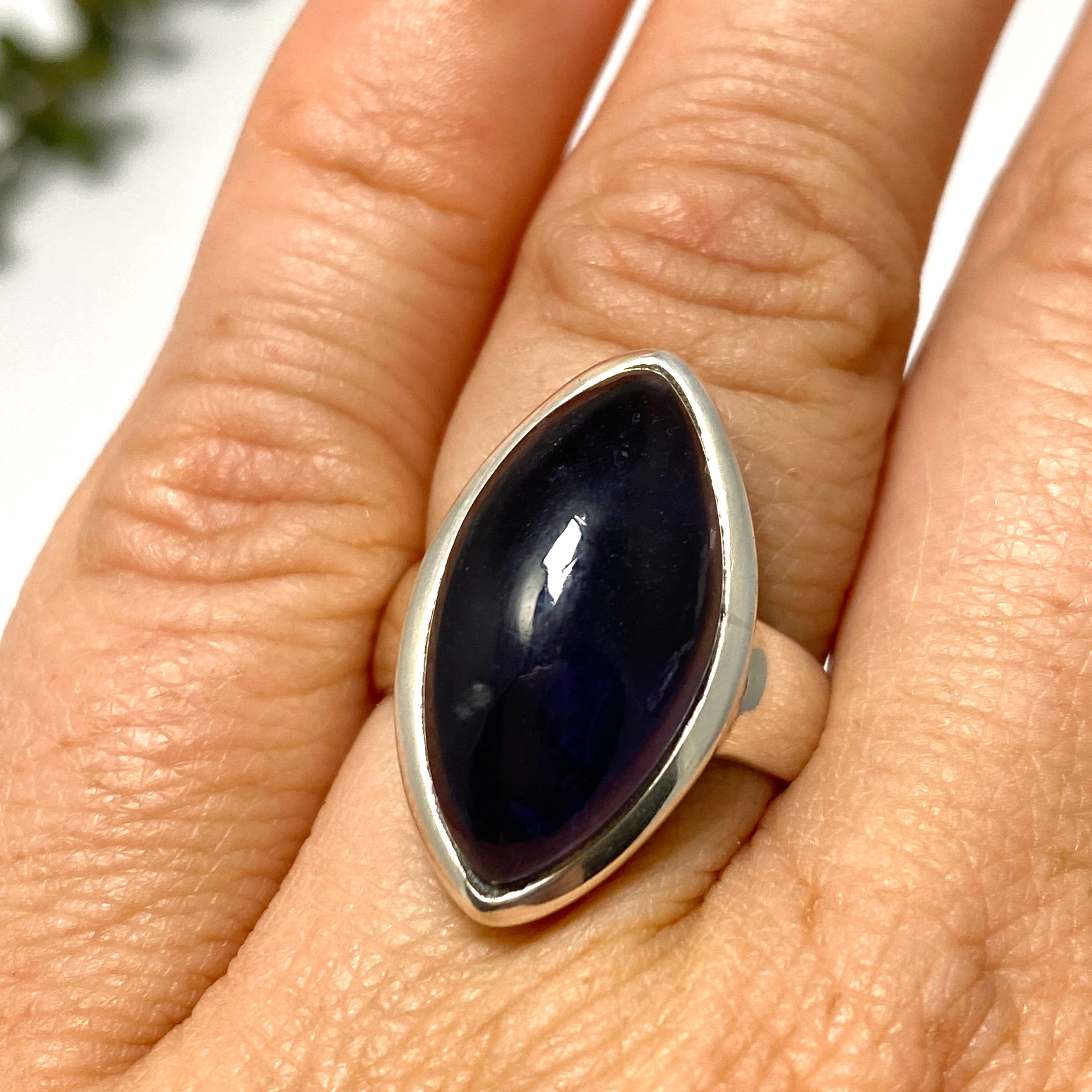 Iolite Marquise Cabochon Ring Size 6.5 - Elegant Purple Gemstone Jewelry for Women - Perfect for Weddings, Anniversaries & Special Occasions
