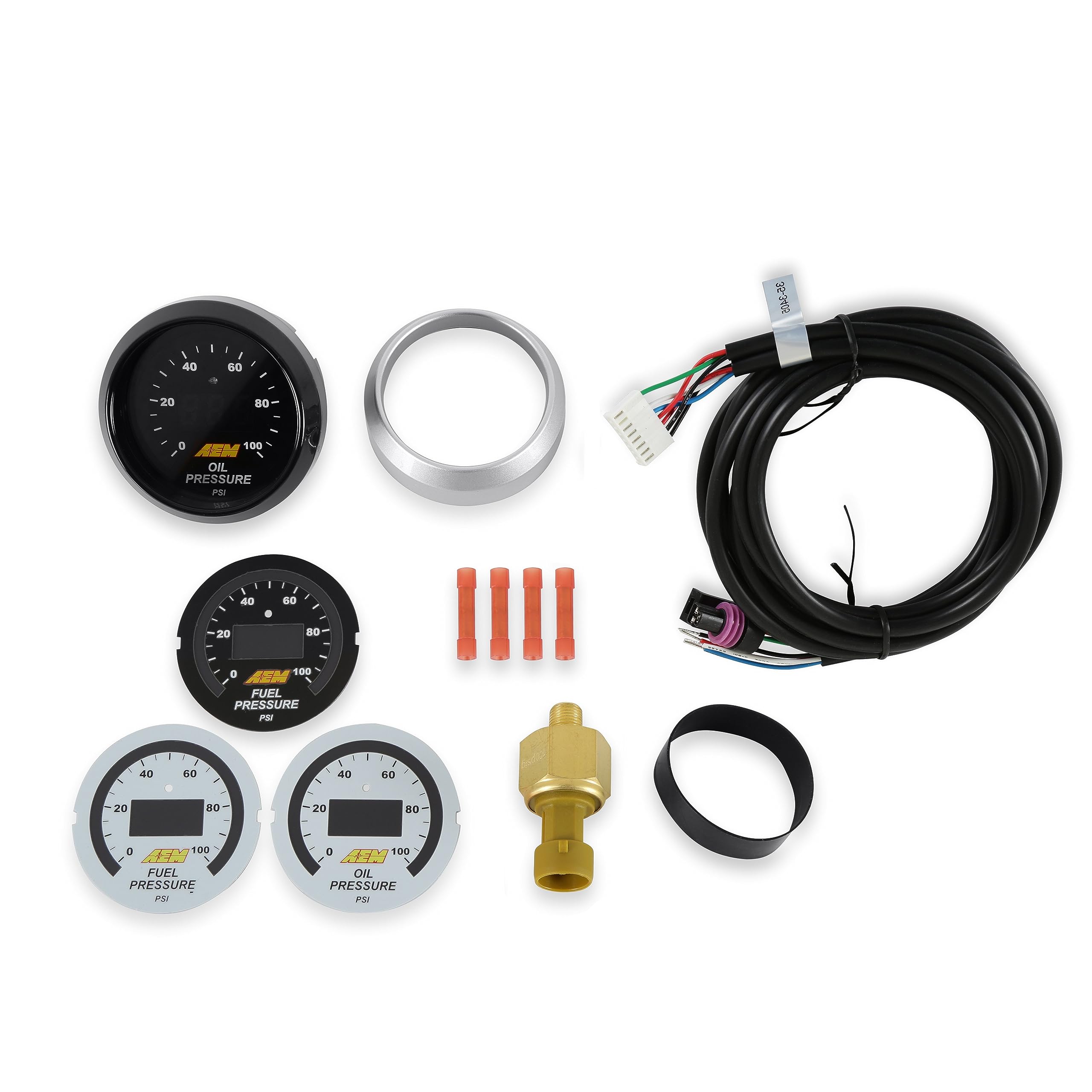 AEM 30-4401 0-100 PSI Oil & Fuel Pressure Gauge - High Performance Automotive & Marine Engine Monitoring for Racing, Off-Road & Industrial Applications