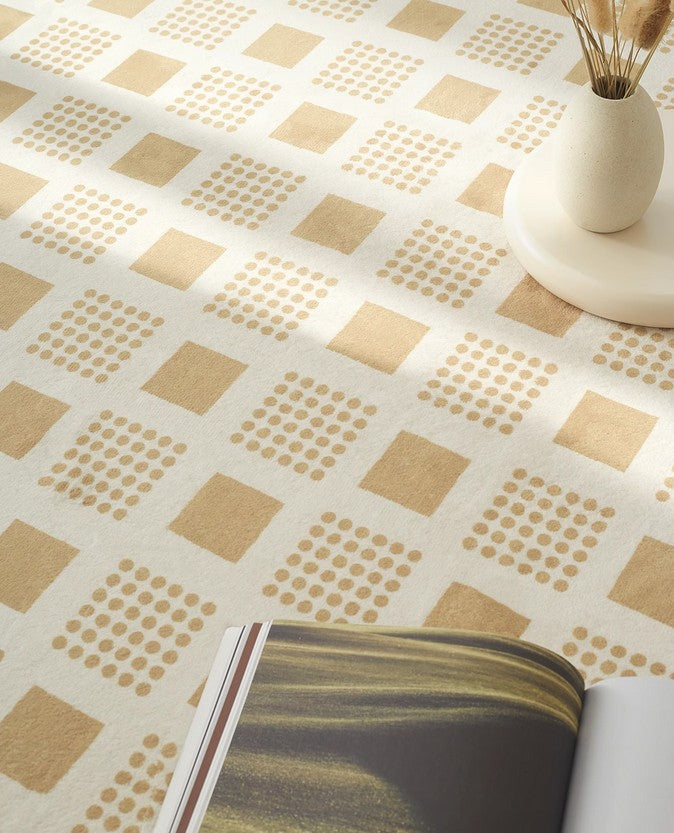 Modern Floor Carpets for Dining Room - Contemporary Soft Rugs for Bedroom & Living Room - Checker Design Home Decor - Perfect for Cozy Bedside, Lounge Area, and Dining Space