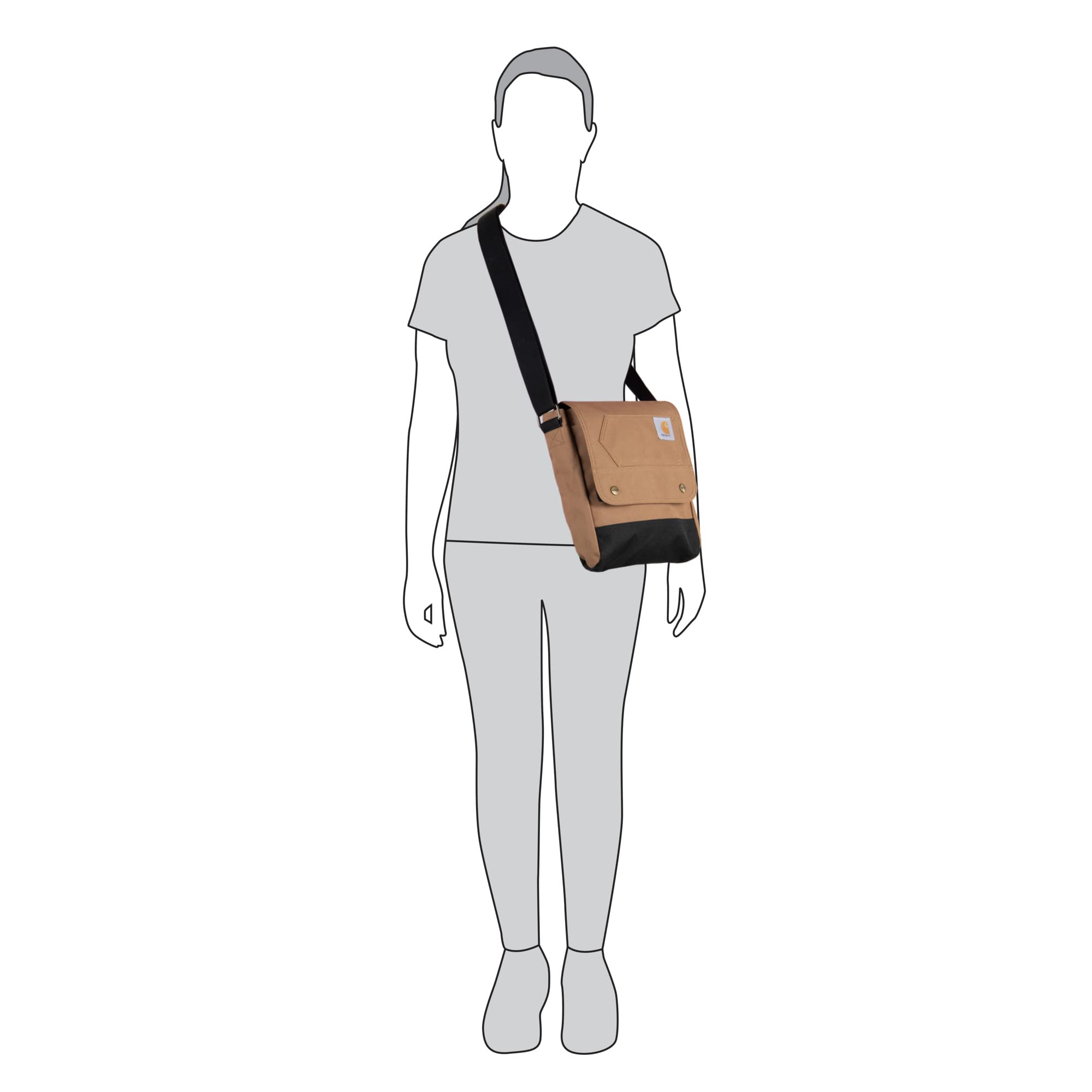 Carhartt Durable Adjustable Crossbody Bag with Flap Over Snap Closure - Perfect for Work, Travel & Outdoor Adventures