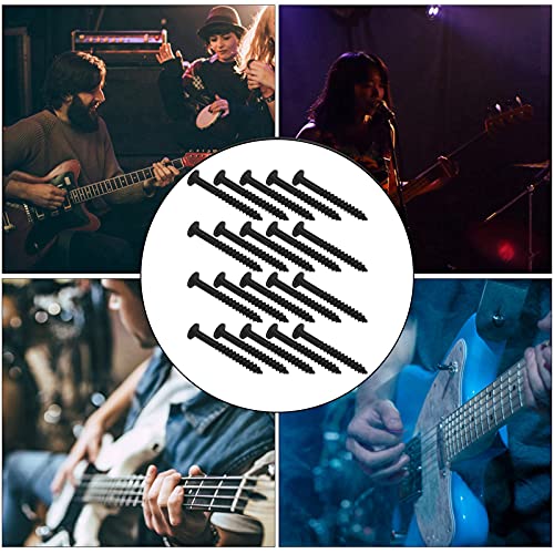 20Pcs Stainless Steel Electric Guitar Screw Set - Black Neck Plate Mounting Screws for Bass & Electric Guitars - Perfect for Guitar Repair, Maintenance & DIY Projects